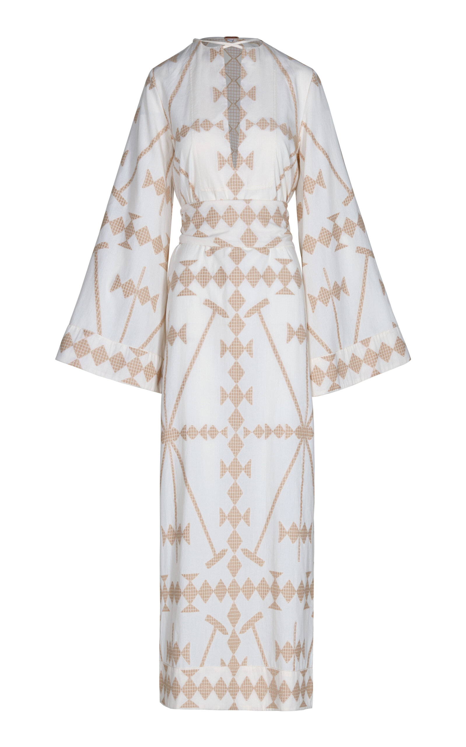 Johanna Ortiz Wild Savannah Embroidered Cotton Tunic Maxi Dress In Multi