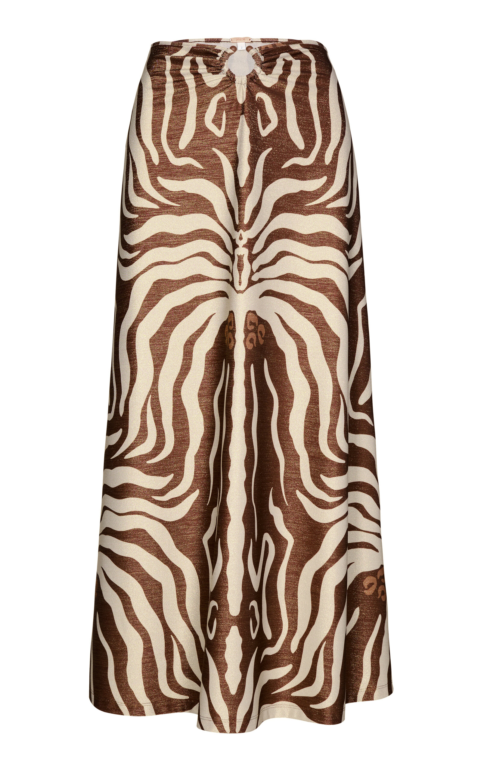 Johanna Ortiz Keel Gathered Ring-detailed Jersey Midi Skirt In Multi