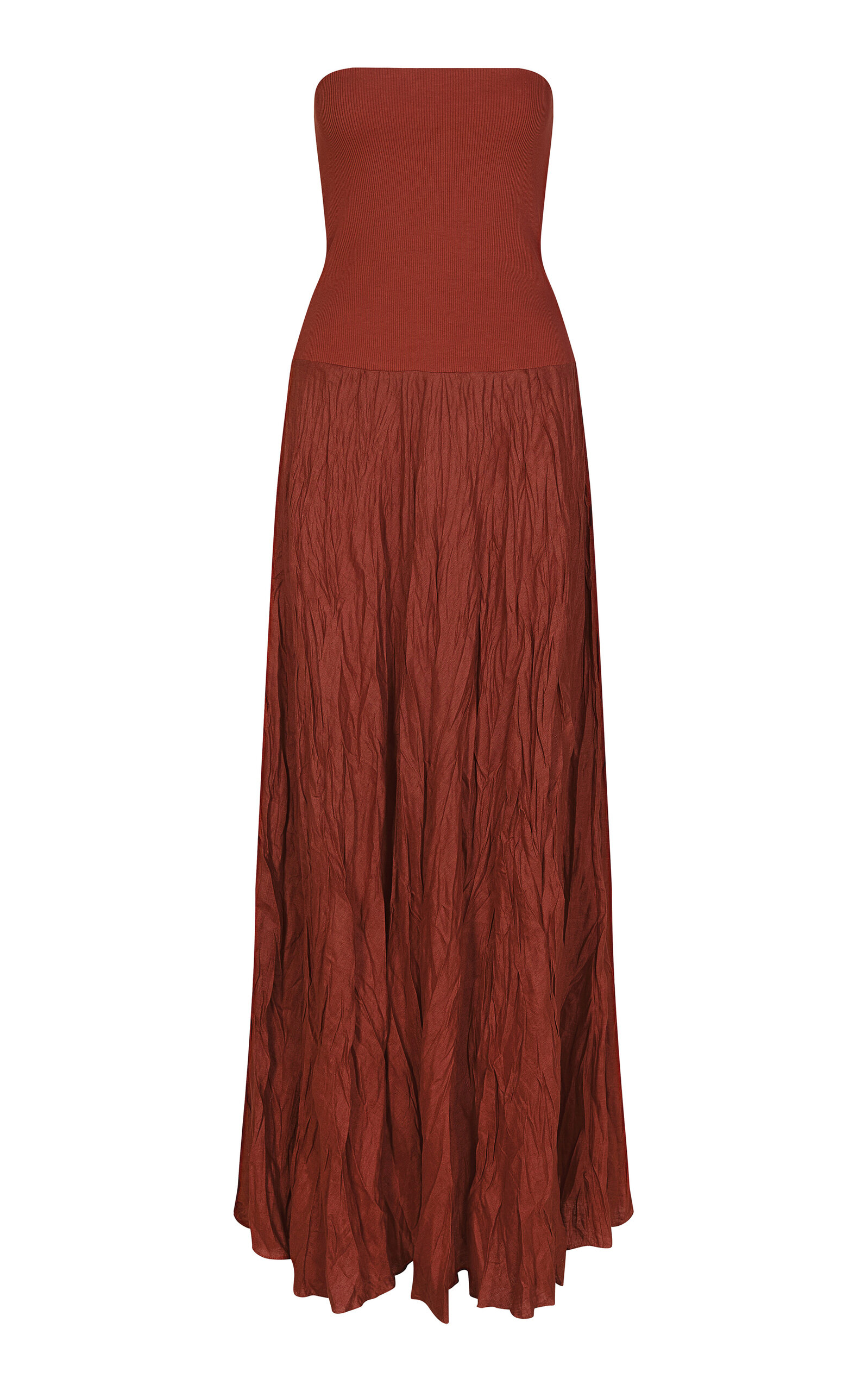 Johanna Ortiz Light And Sound Crinkled Linen-cotton Maxi Skirt In Brown