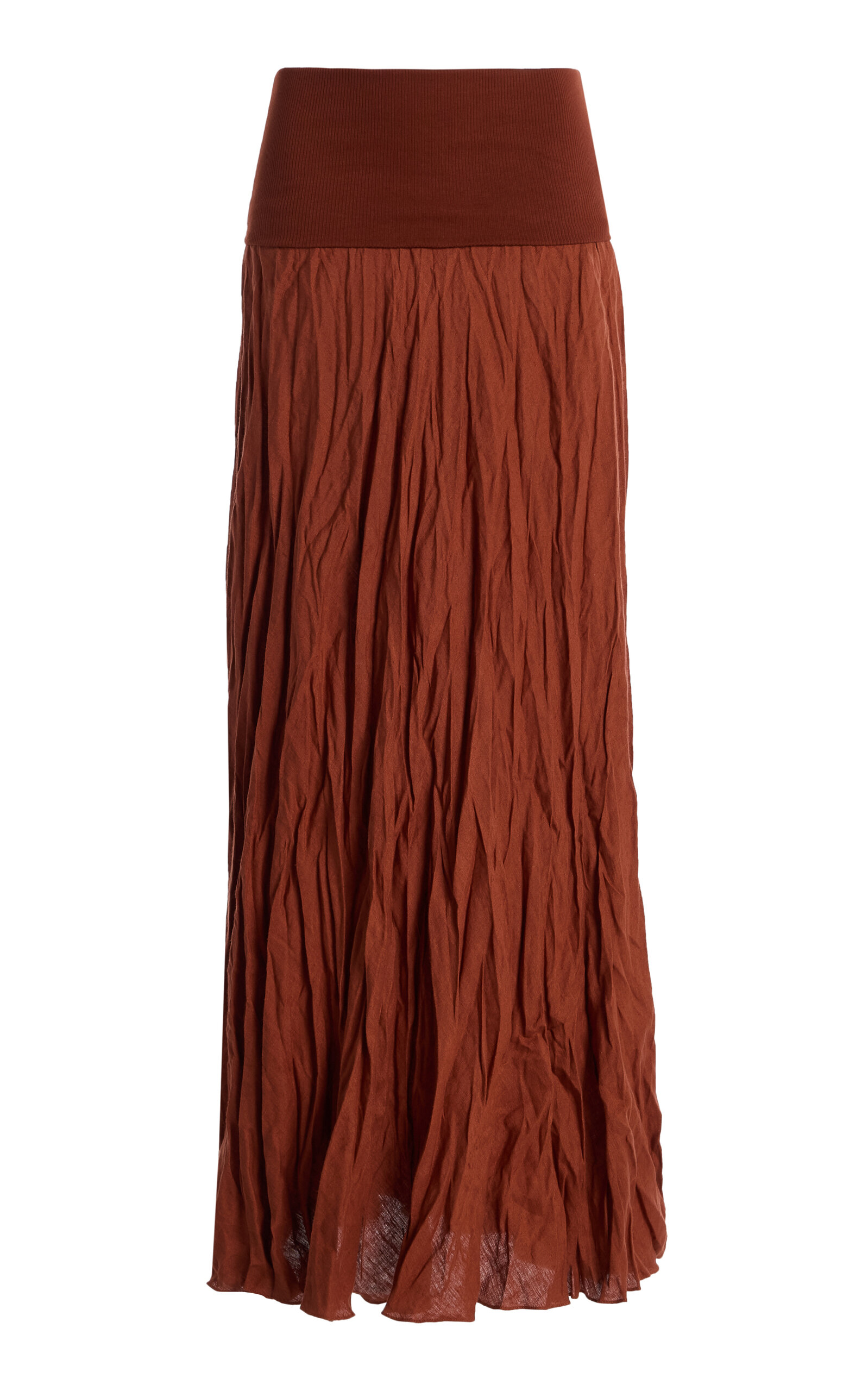 Johanna Ortiz Light And Sound Crinkled Linen-Cotton Maxi Skirt - Brown