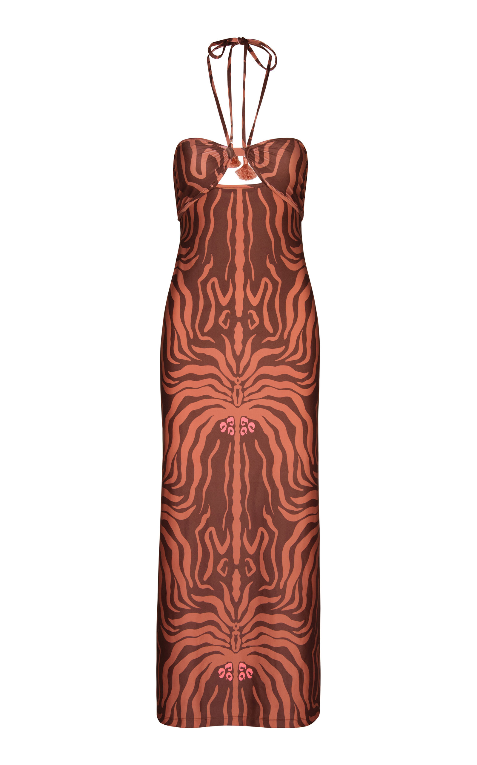 Johanna Ortiz Jungle Palms Jersey Midi Dress In Brown