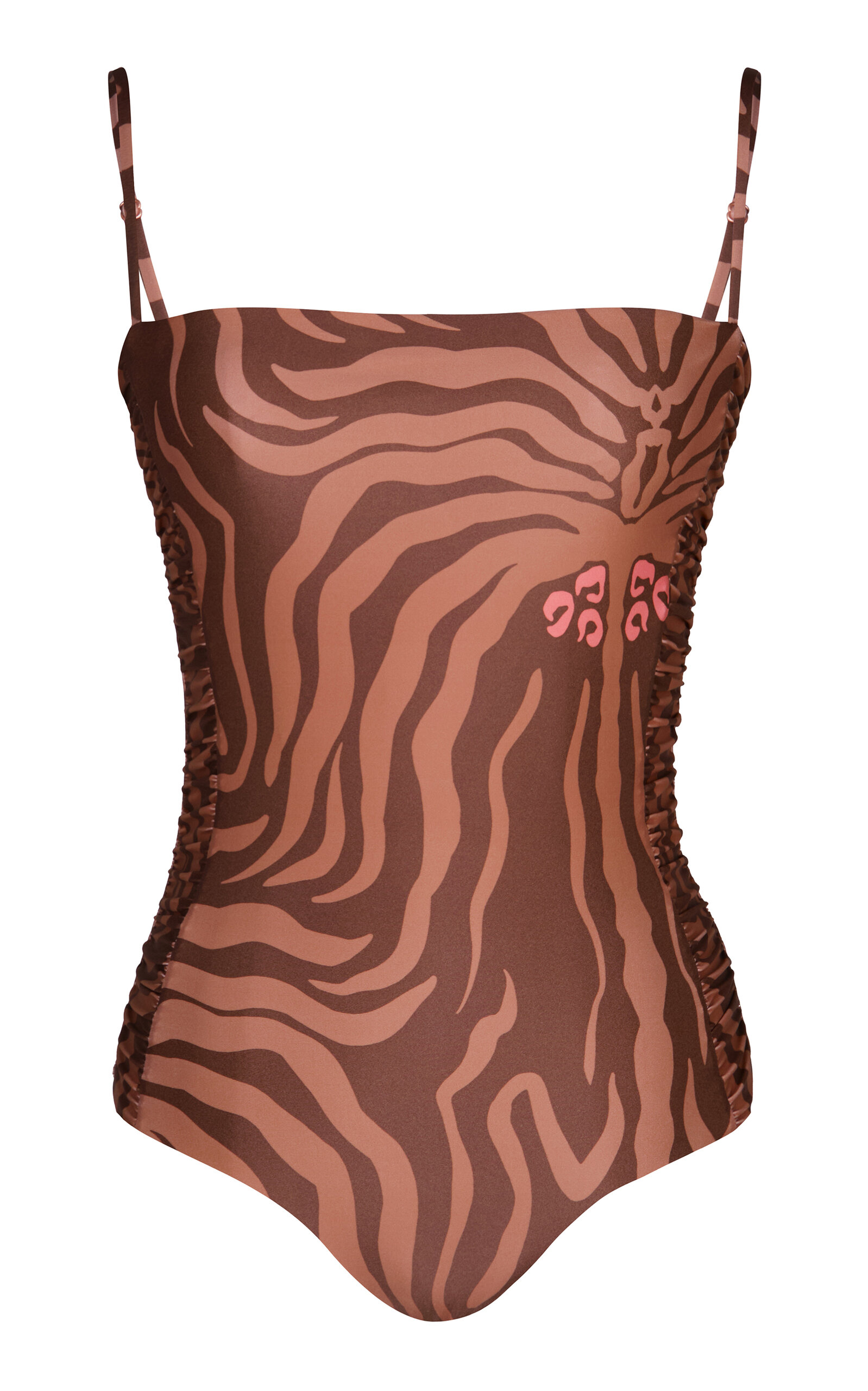 Johanna Ortiz Kuna Ruched One-piece Swimsuit In Brown