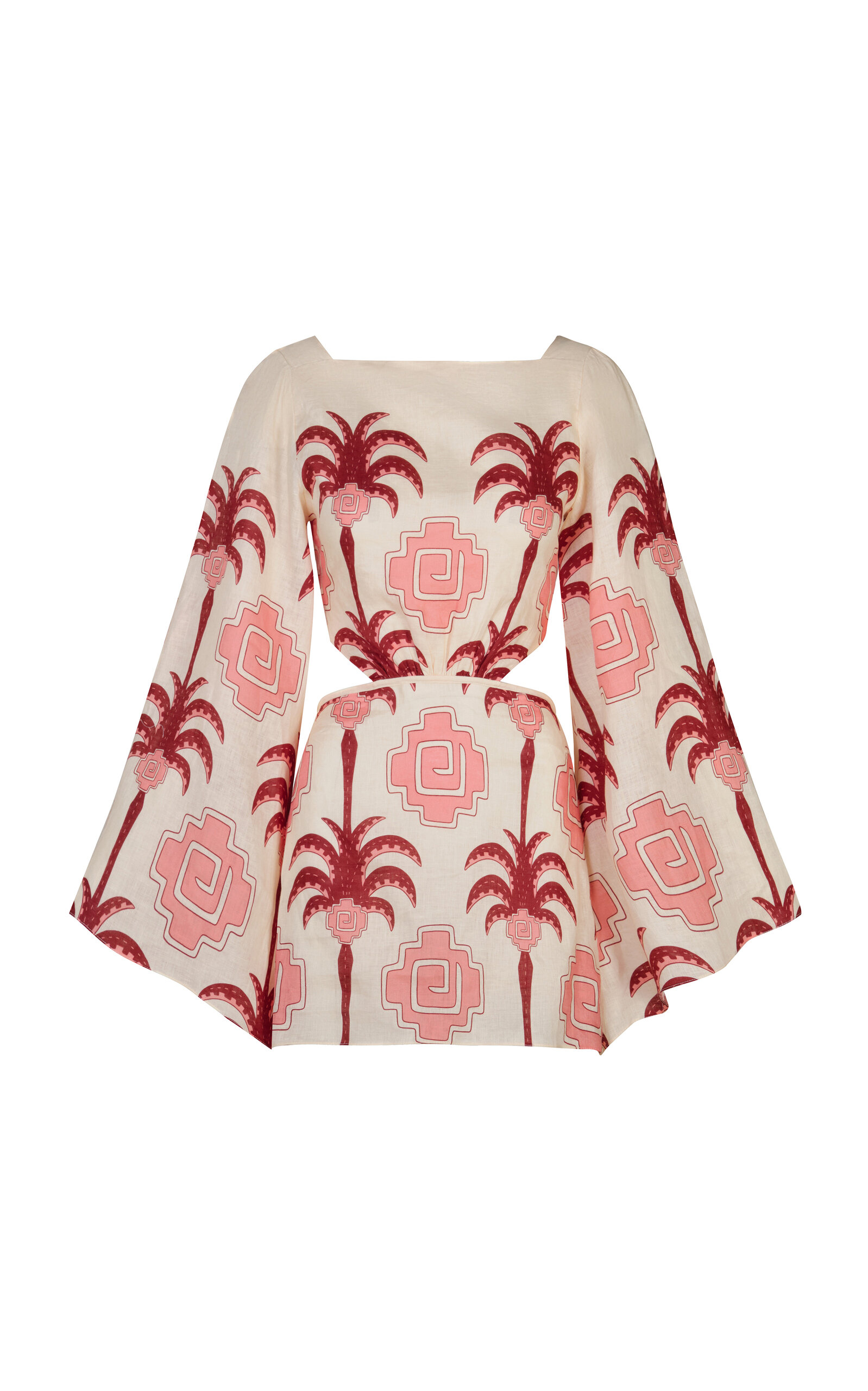 Johanna Ortiz Wave After Wave Cutout Linen Mini Dress In Multi