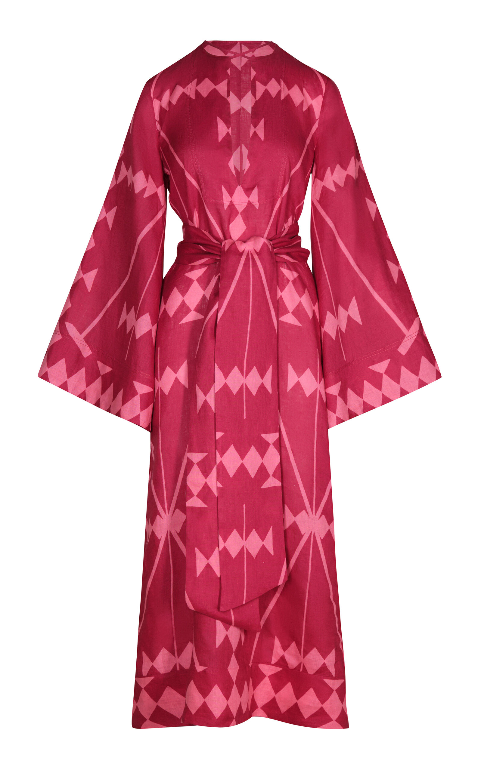 Johanna Ortiz Wild Savannah Belted Linen Tunic Maxi Dress In Multi