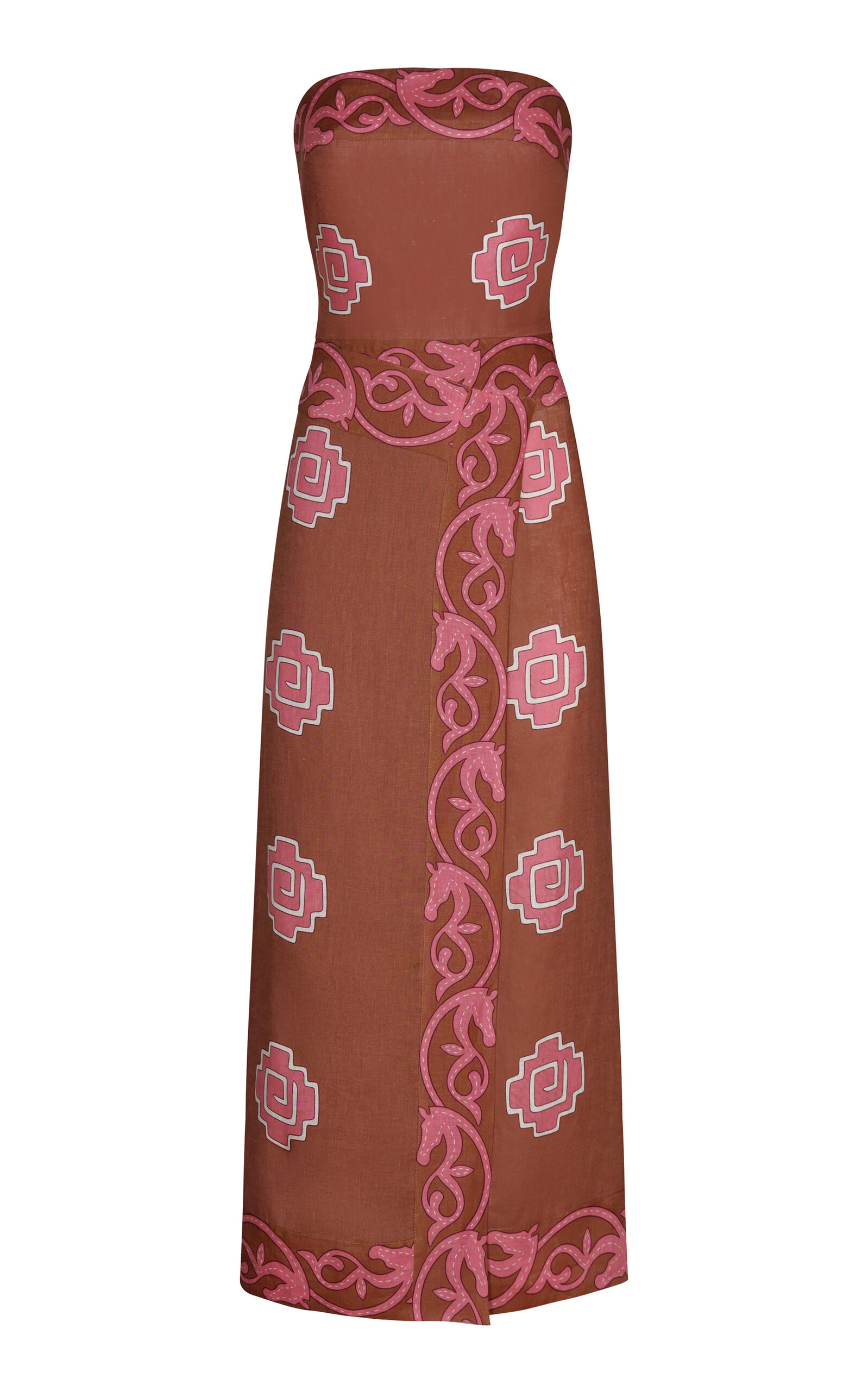Johanna Ortiz Ancient Linen Wrap Midi Dress In Multi