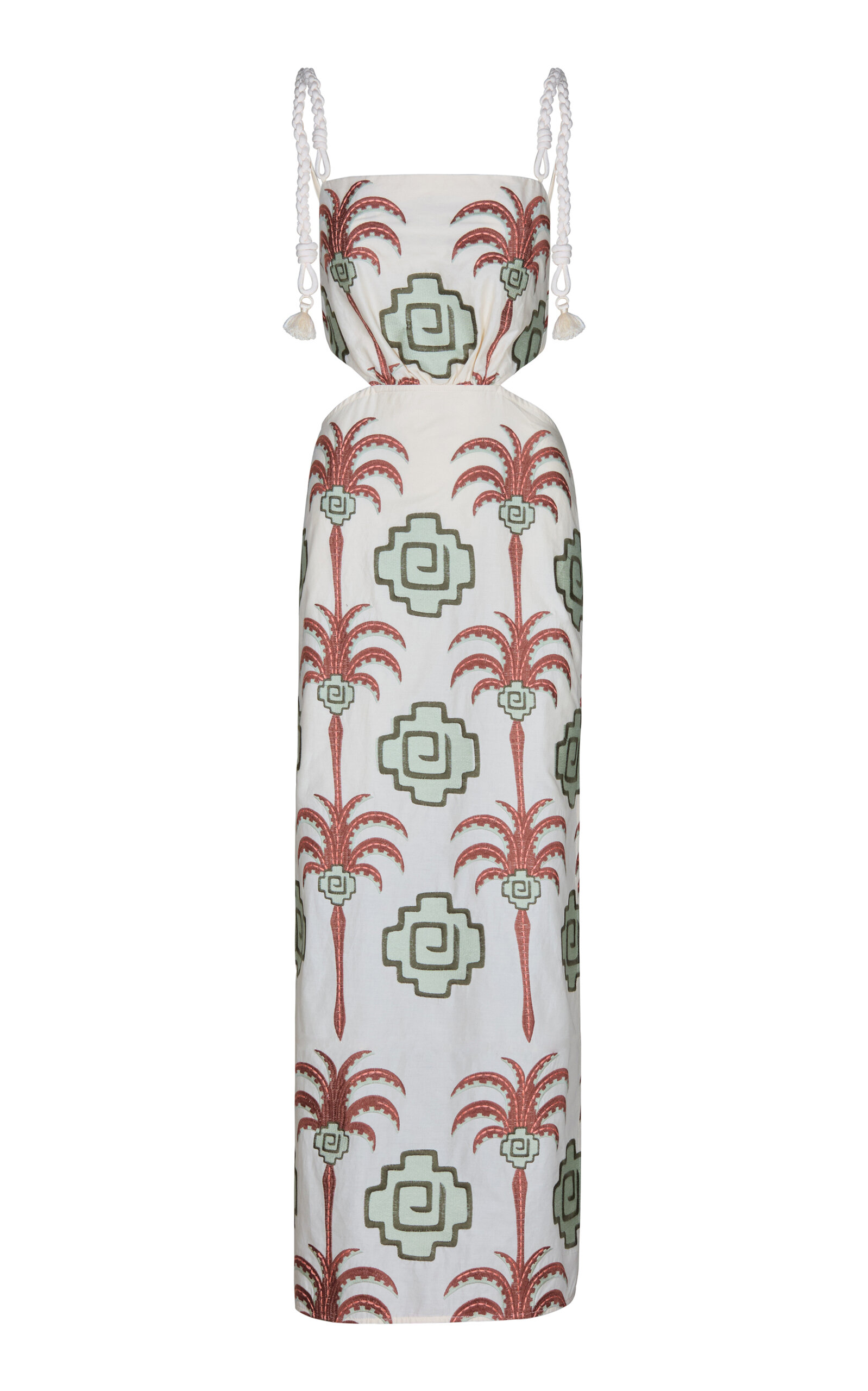 Johanna Ortiz Tributaries Cutout Cotton-blend Midi Dress In Multi