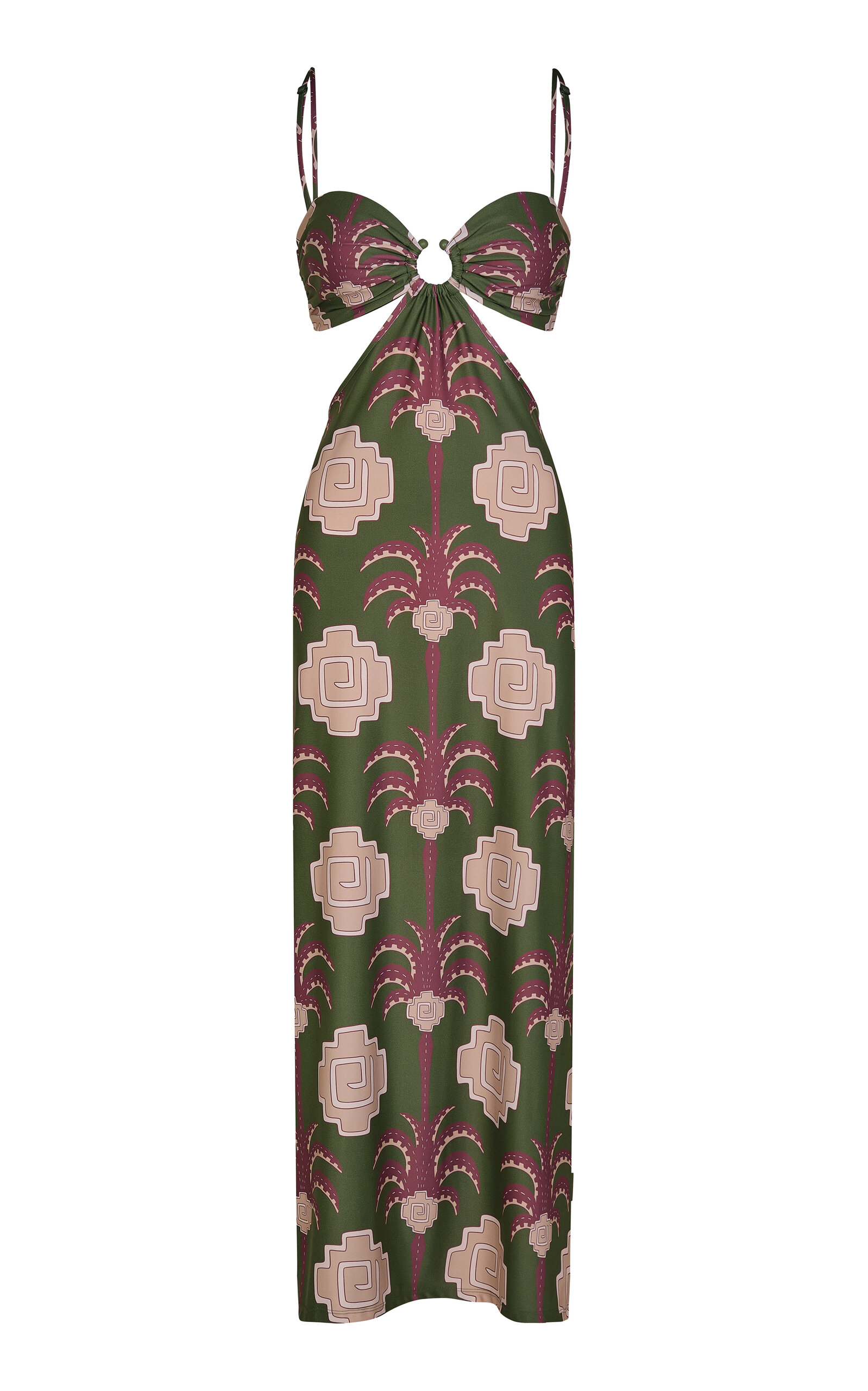 Johanna Ortiz Jungle Geometry Cutout Jersey Midi Dress In Multi