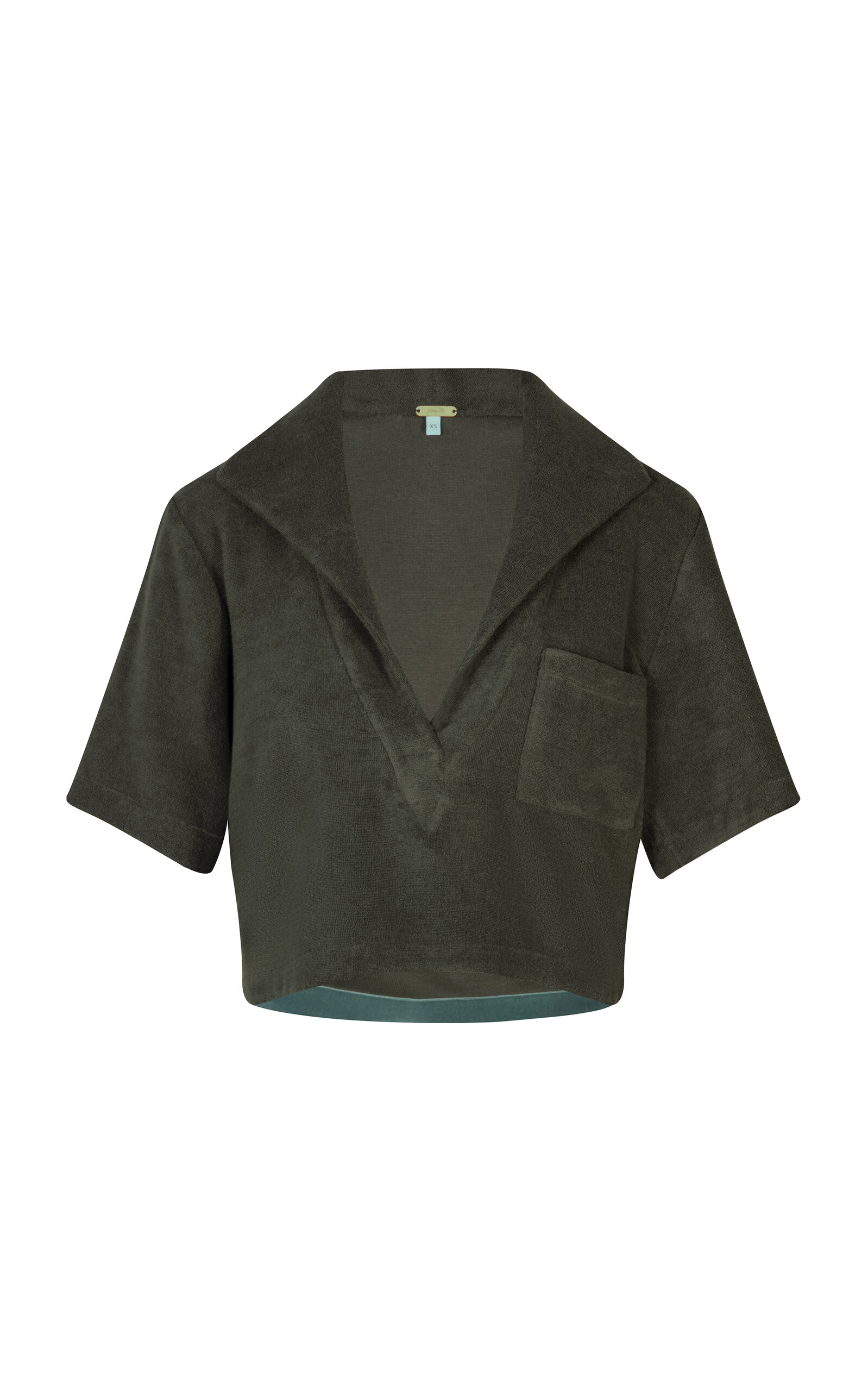 Johanna Ortiz Misty Cropped Cotton Terry Top - Green - XS