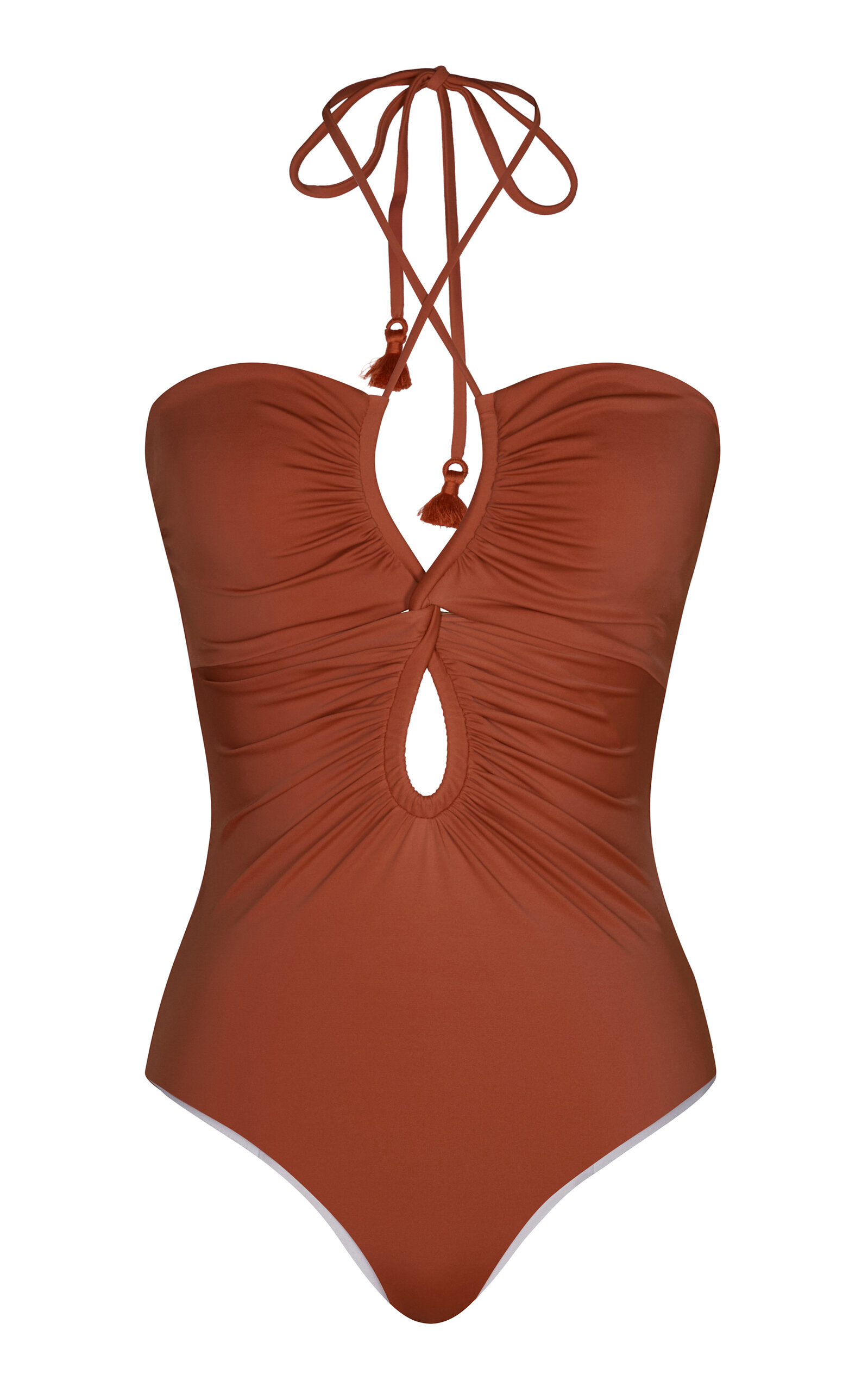 Johanna Ortiz Coral Reef Ruched One-piece Swimsuit In Orange