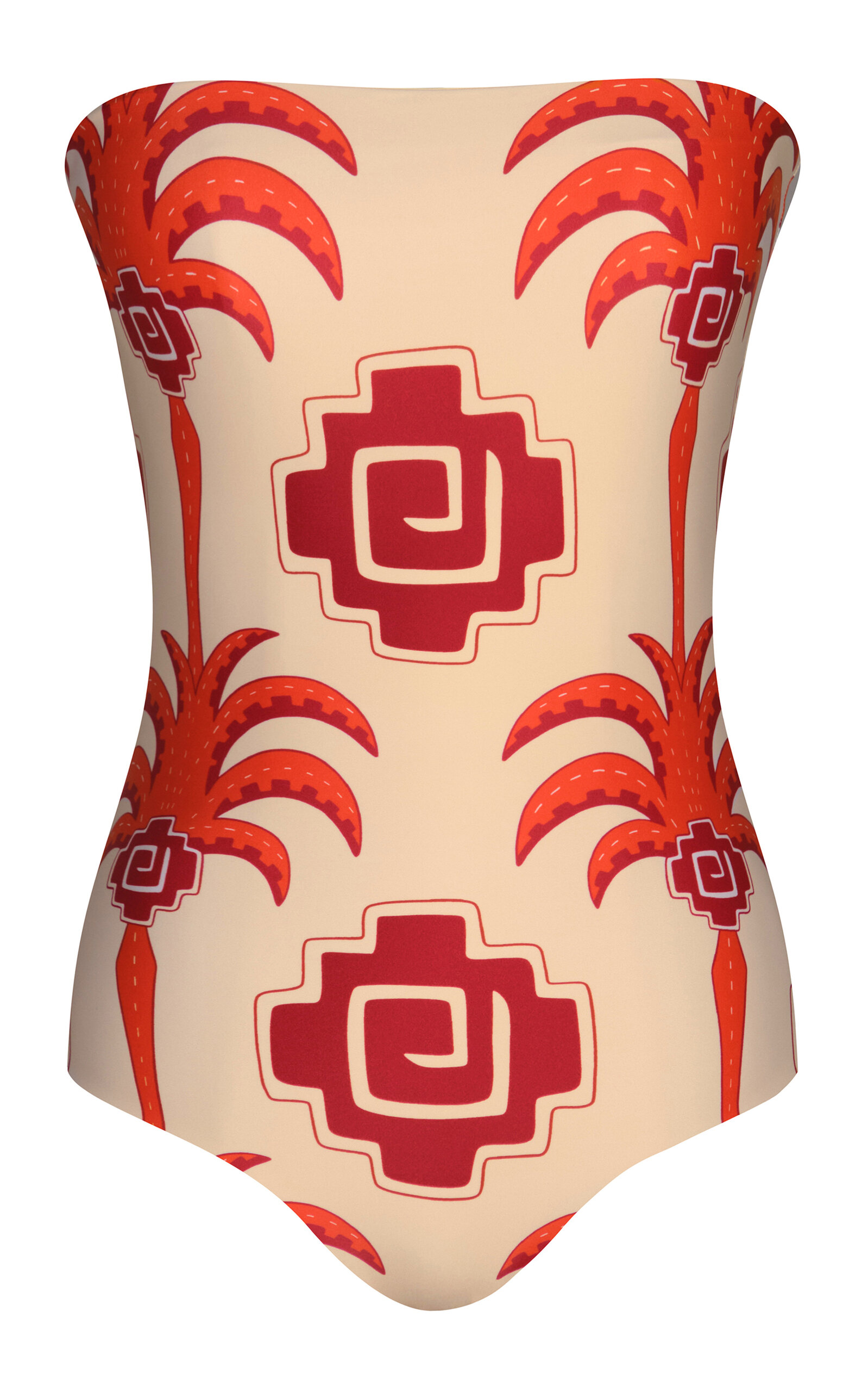 Johanna Ortiz Alta Mar Strapless One-piece Swimsuit In Multi