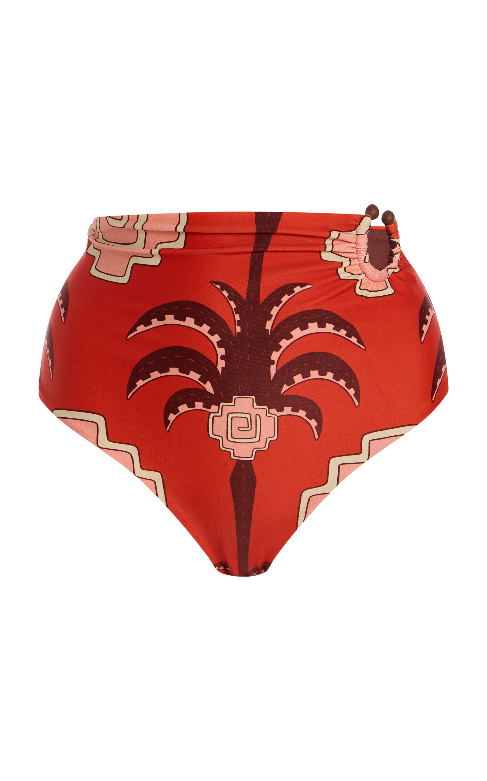 Johanna Ortiz Taita Ring-detailed High-waisted Bikini Bottom In Multi