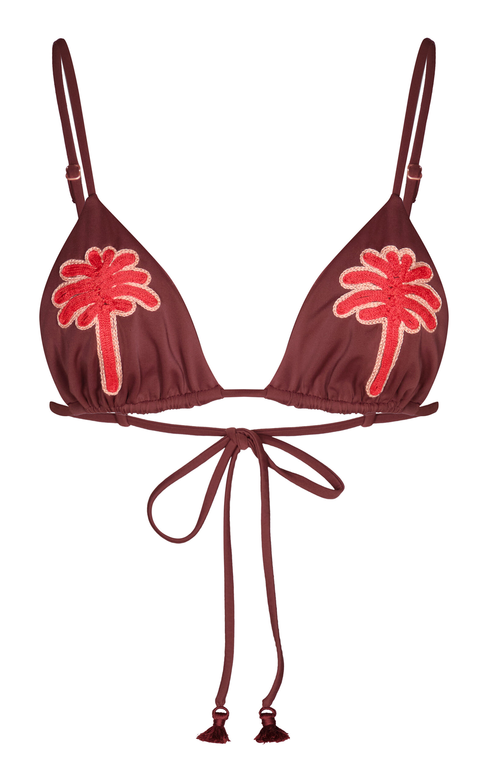 Johanna Ortiz Heatwave Embroidered Triangle Bikini Top In Brown
