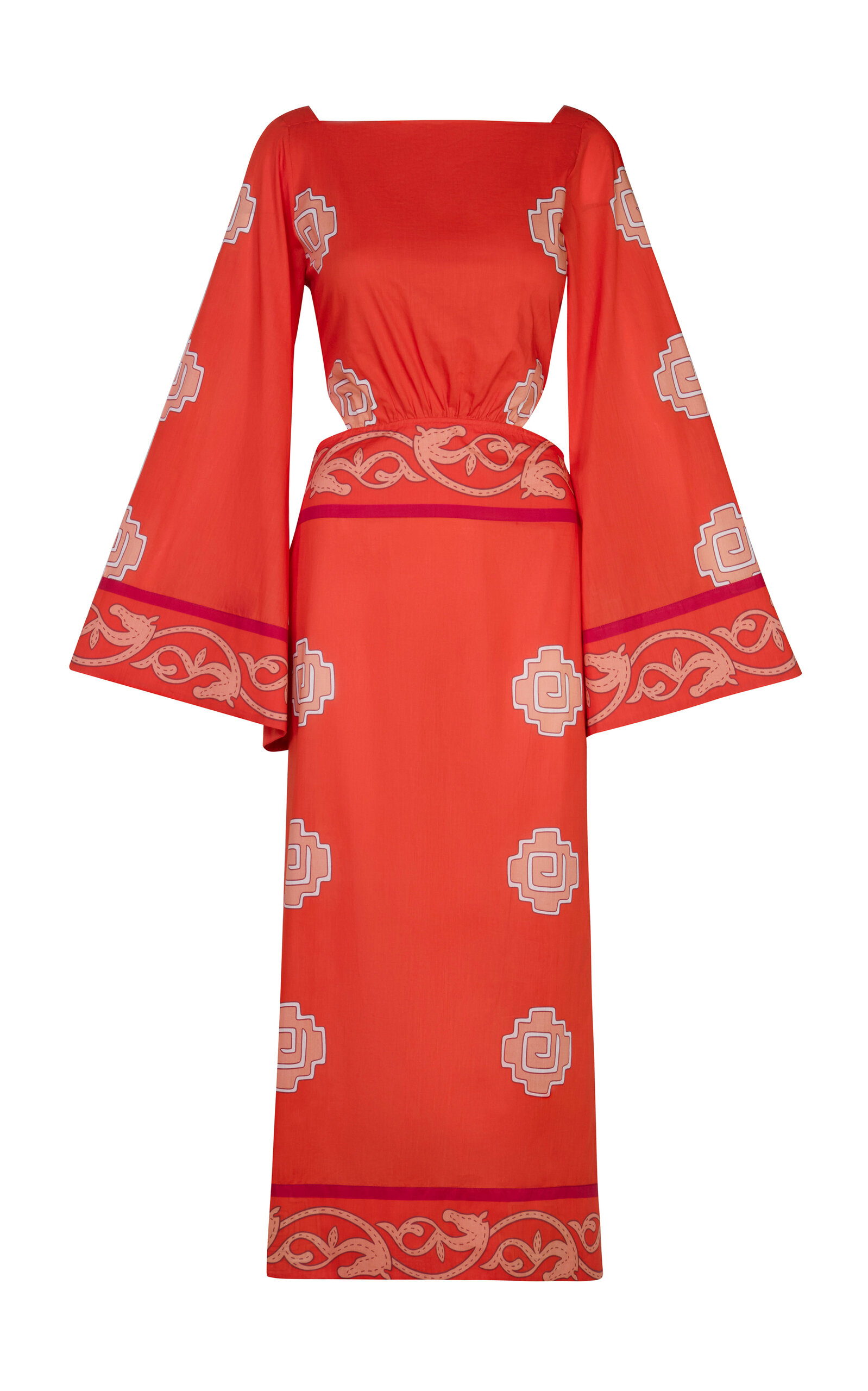 Johanna Ortiz Underwater Sanctuary Cotton Poplin Midi Dress In Multi