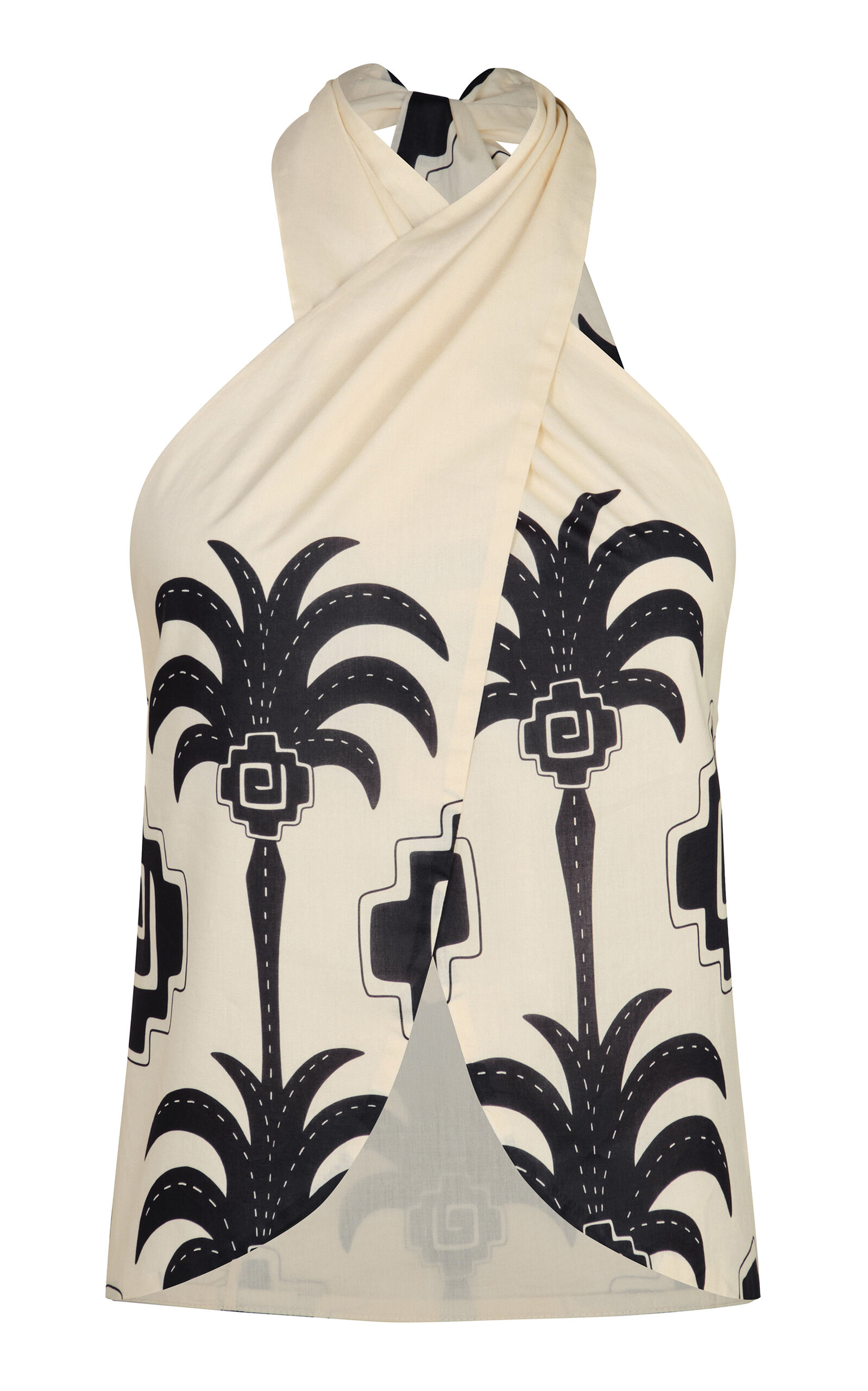 Johanna Ortiz Imagery Wrapped Cotton Top In Black,white