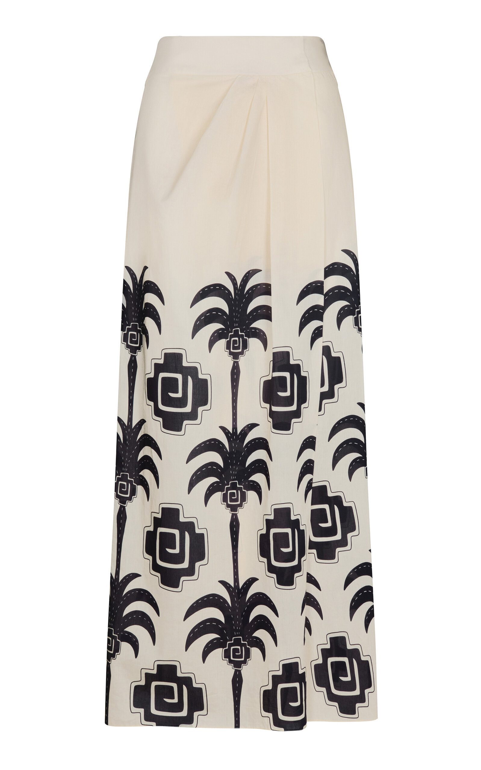Johanna Ortiz Nature's Patterns Cotton Wrap Maxi Skirt In Black,white