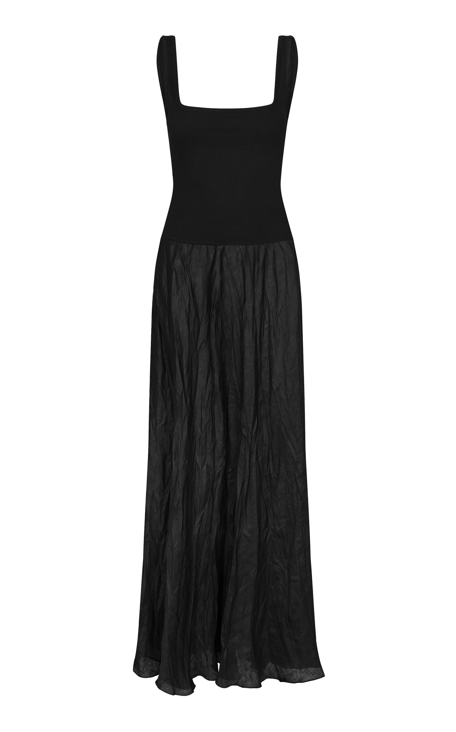 Johanna Ortiz Mariner Linen-cotton Maxi Dress In Black