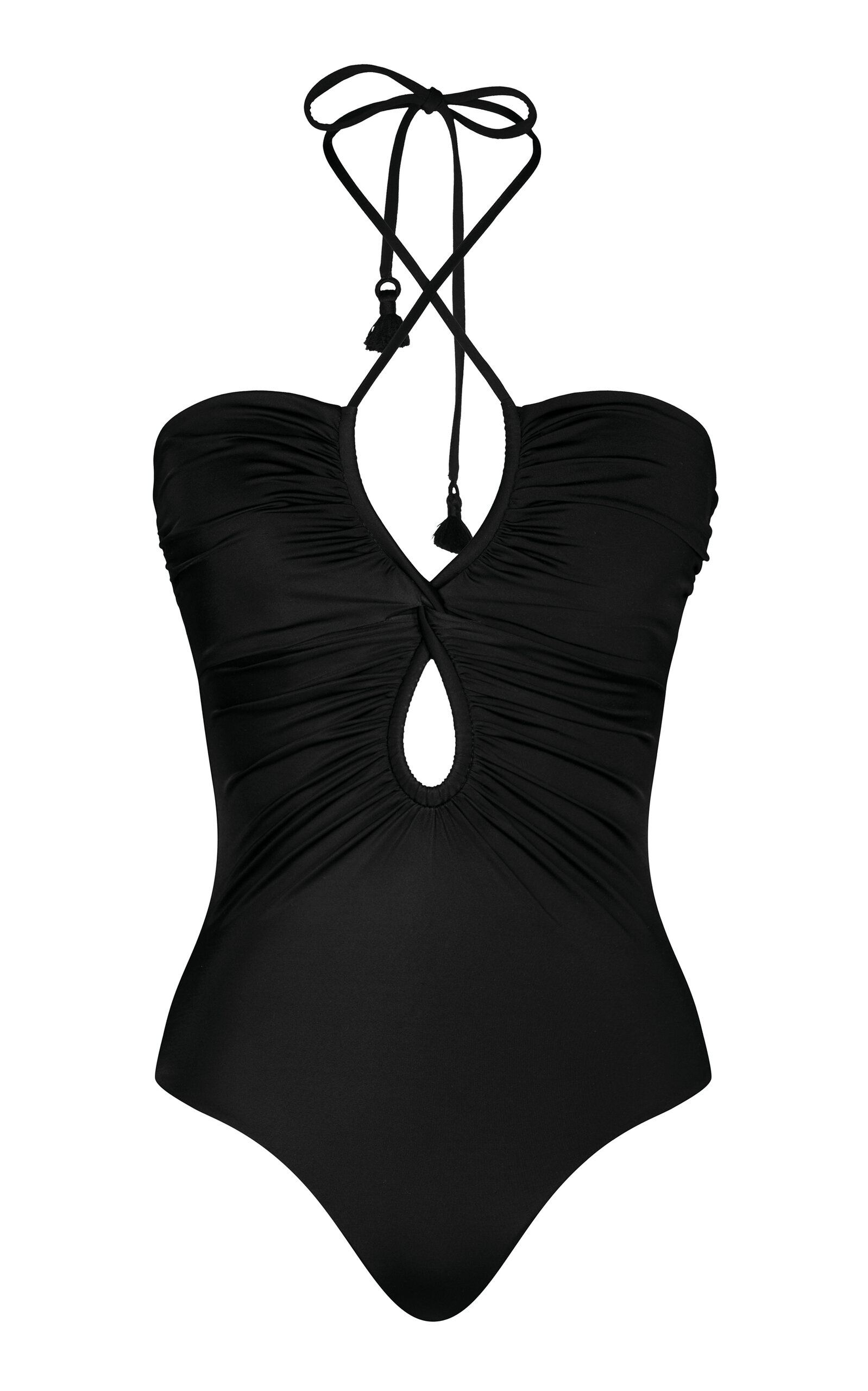 Johanna Ortiz Coral Reef Ruched One-piece Swimsuit In Black