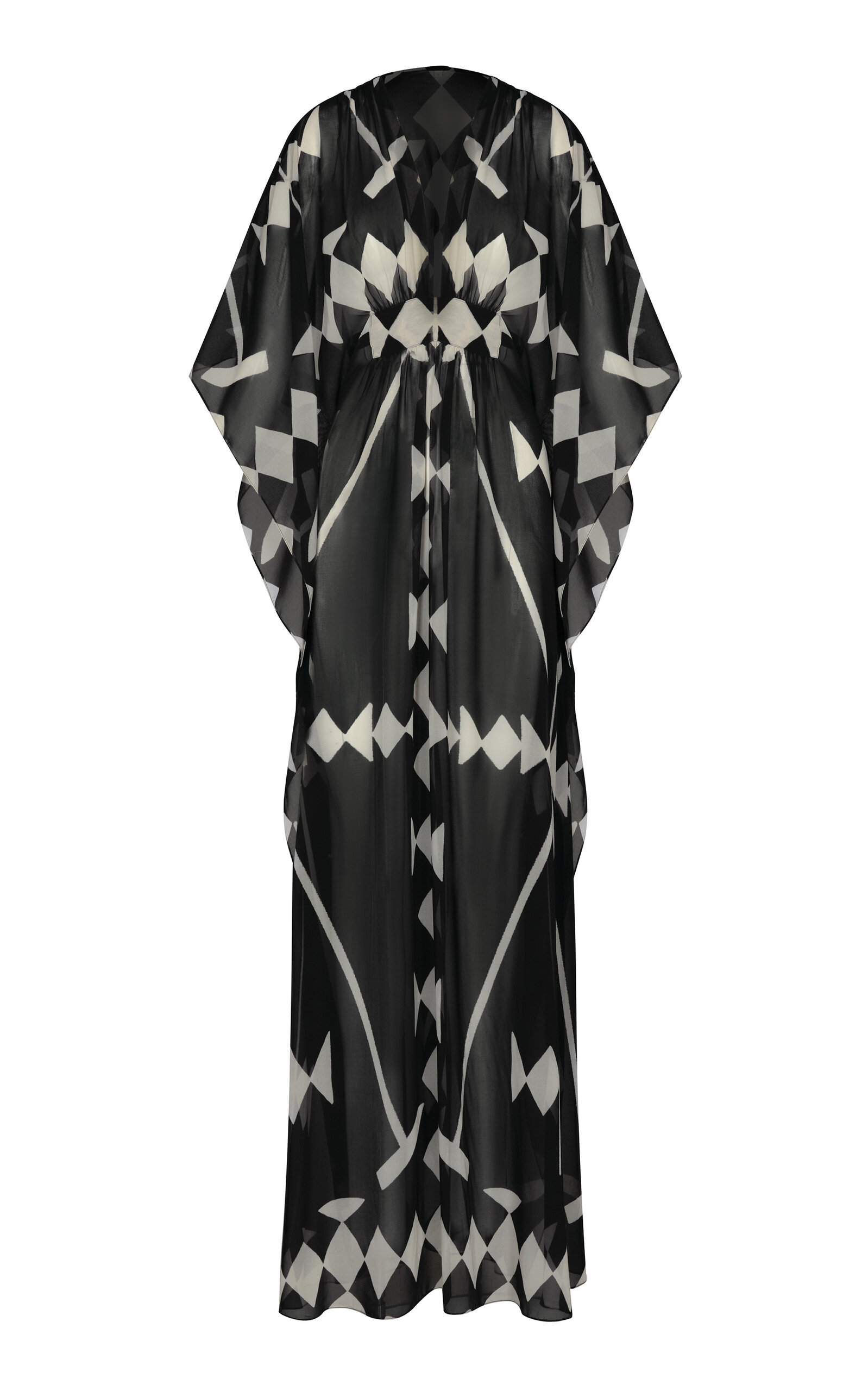 Johanna Ortiz Secret Garden Georgette Caftan Maxi Dress In Black,white