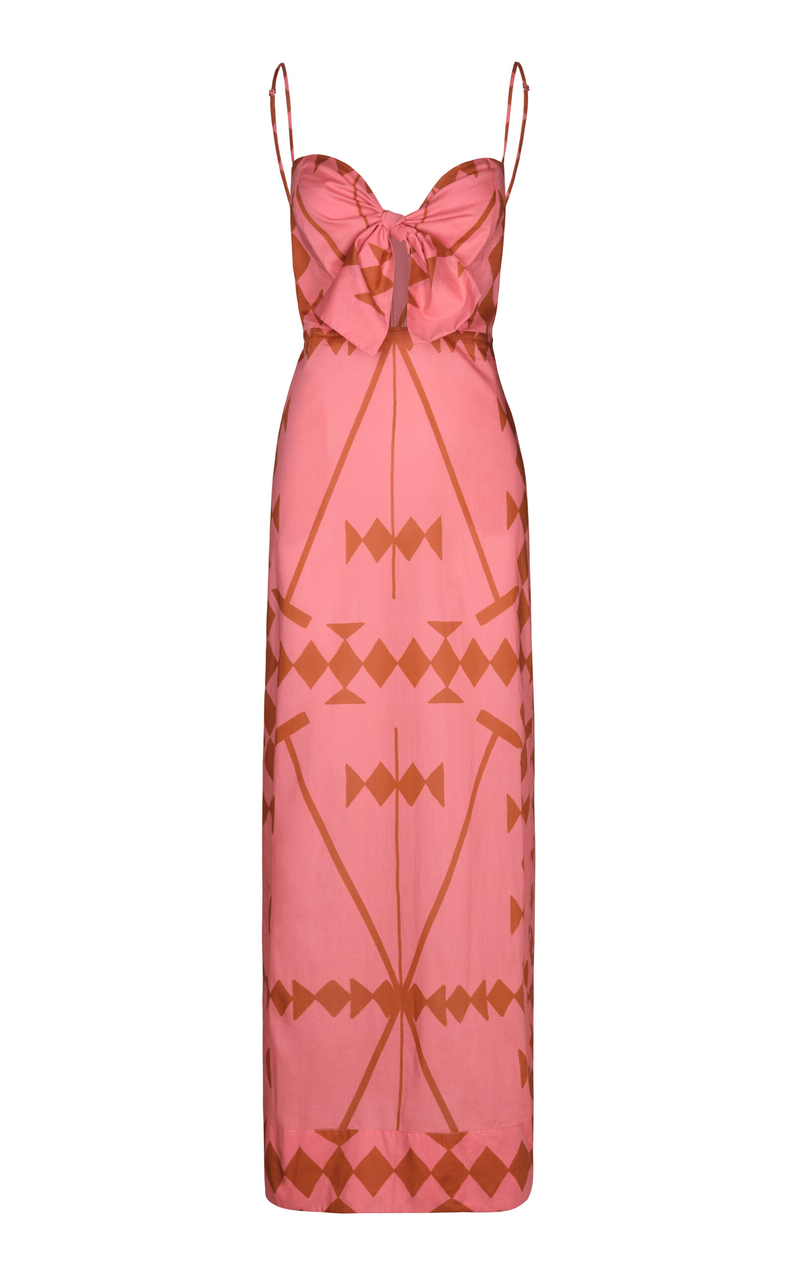 Johanna Ortiz Llovizna Tie-detailed Cotton Maxi Dress In Multi