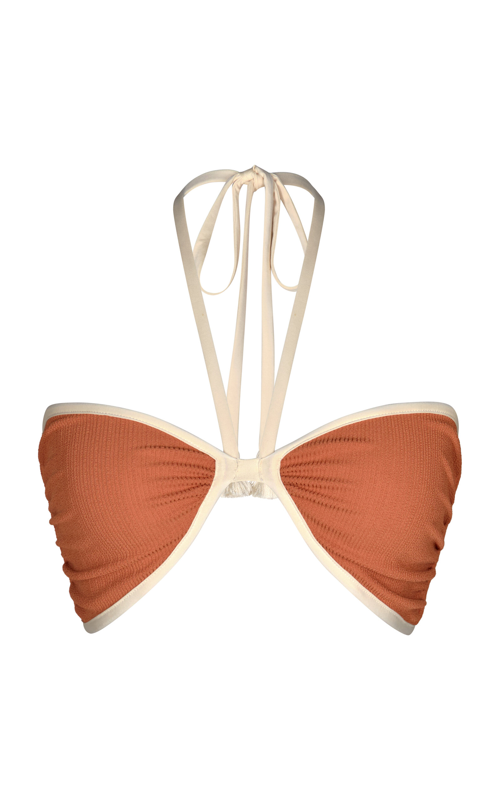 Johanna Ortiz Destello Solar Gathered Bikini Top In Tan
