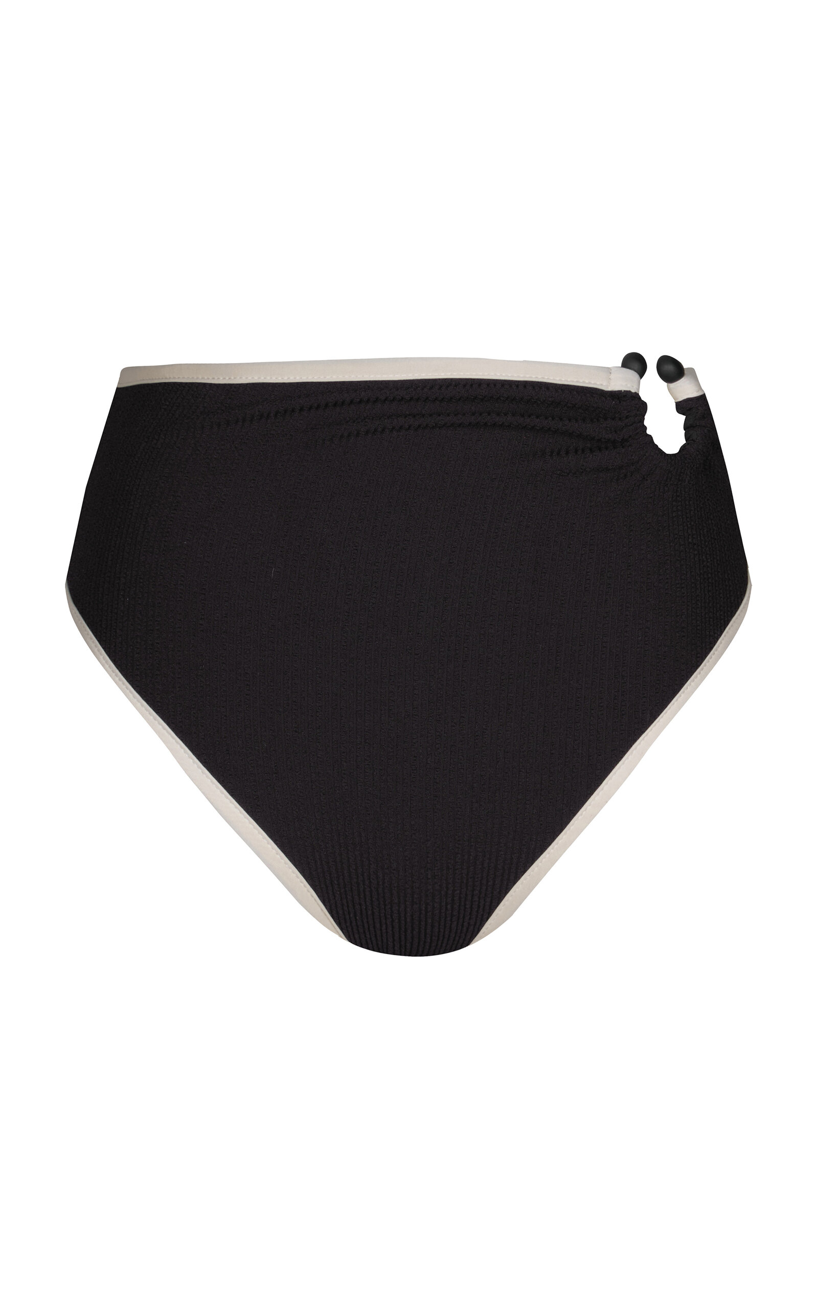 Johanna Ortiz Susurro Del Agua Ring-detailed High-waisted Bikini Bottom In Black,white