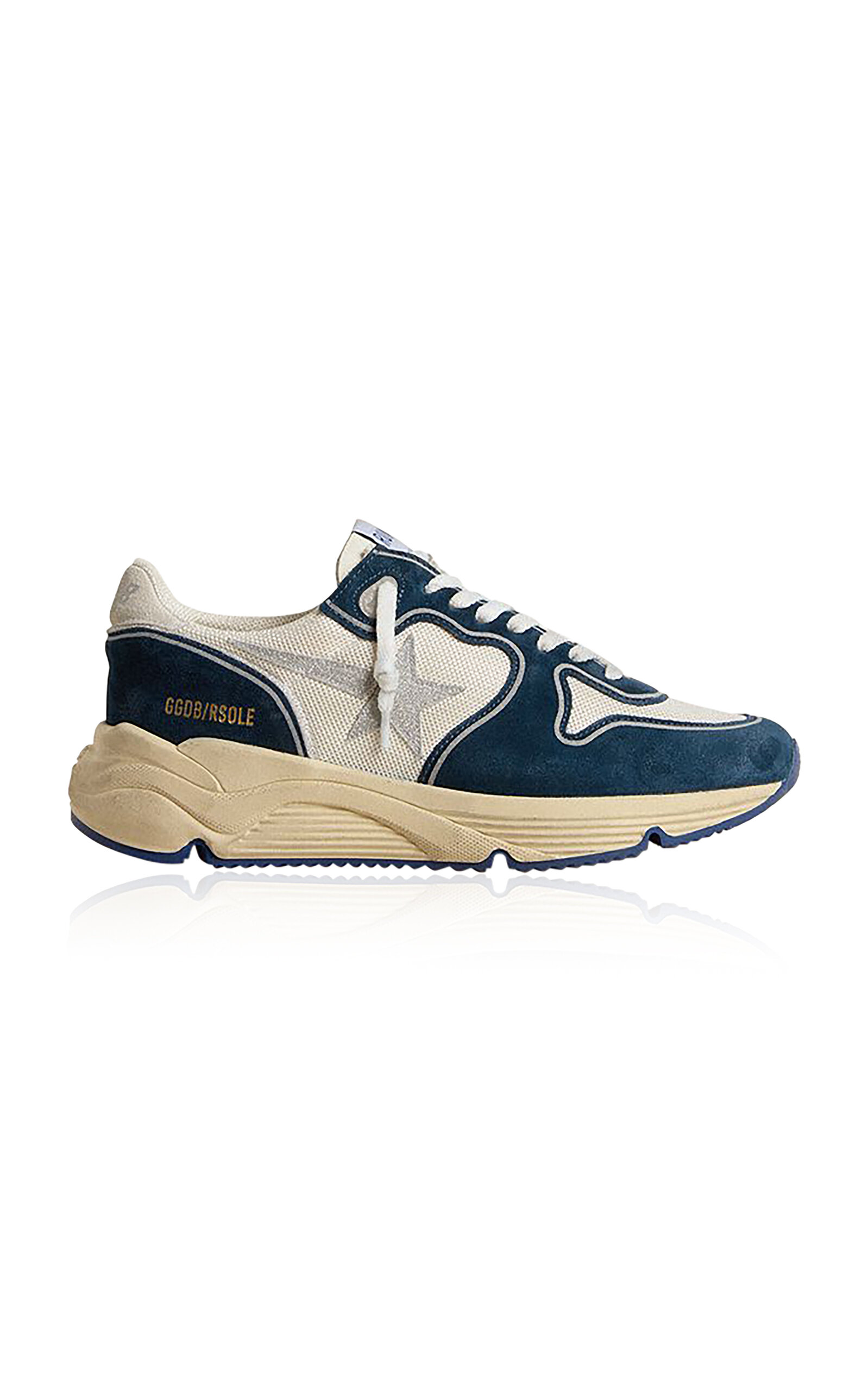 Golden Goose Running Sole Suede-trimmed Sneakers In Blue