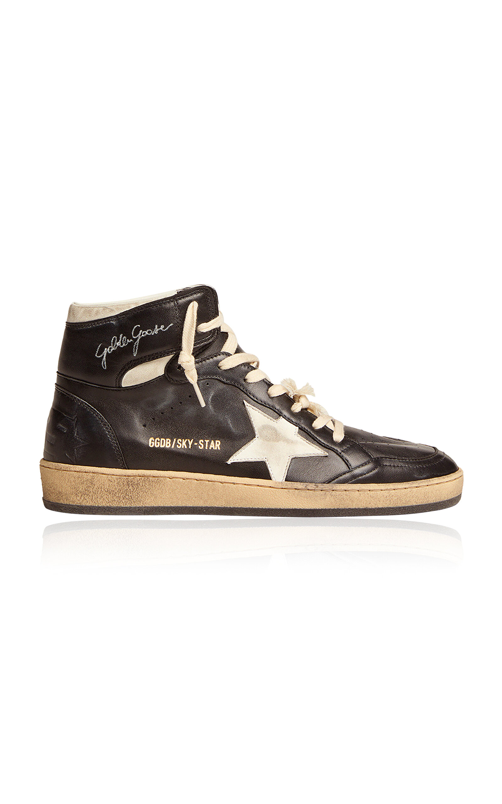 Golden Goose Sky Star Leather High-top Sneaker In Black