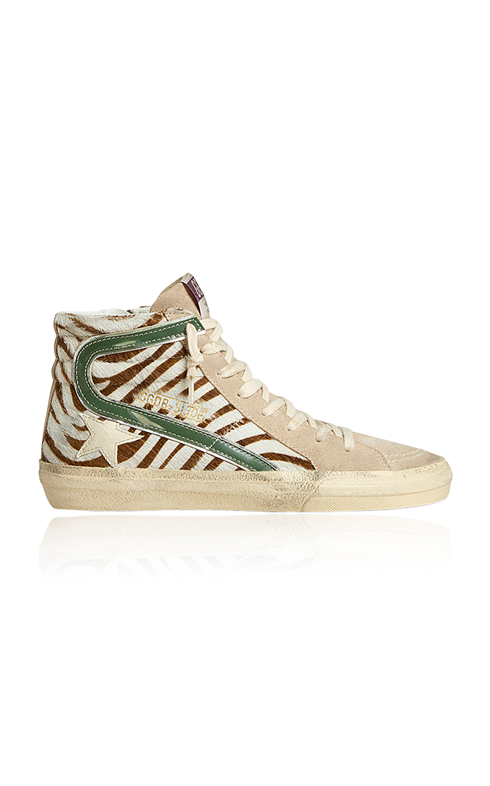 Golden Goose Slide Calf Hair High-Top Sneakers
