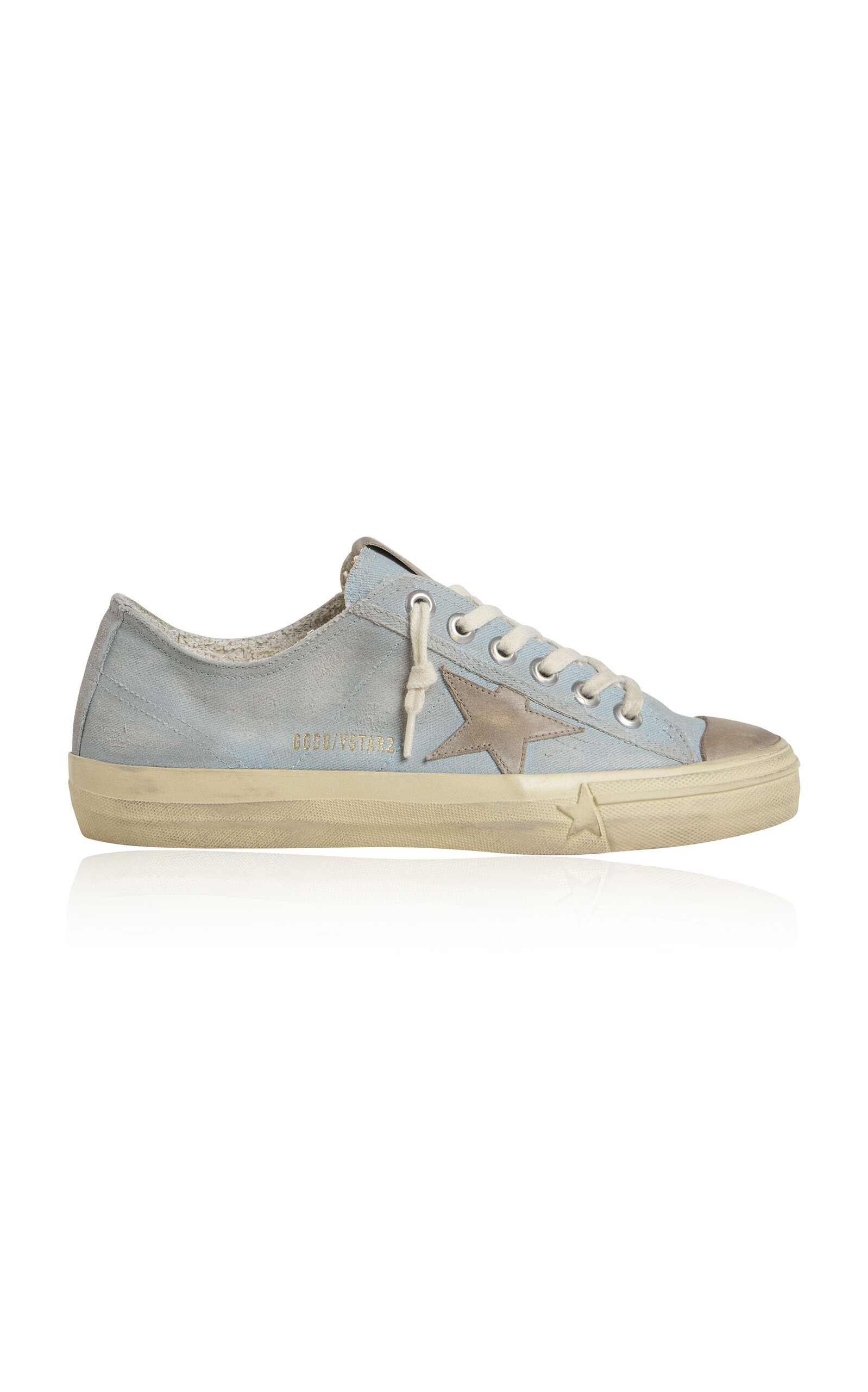 Golden Goose V-star 2 Distressed Canvas Sneakers In Blue