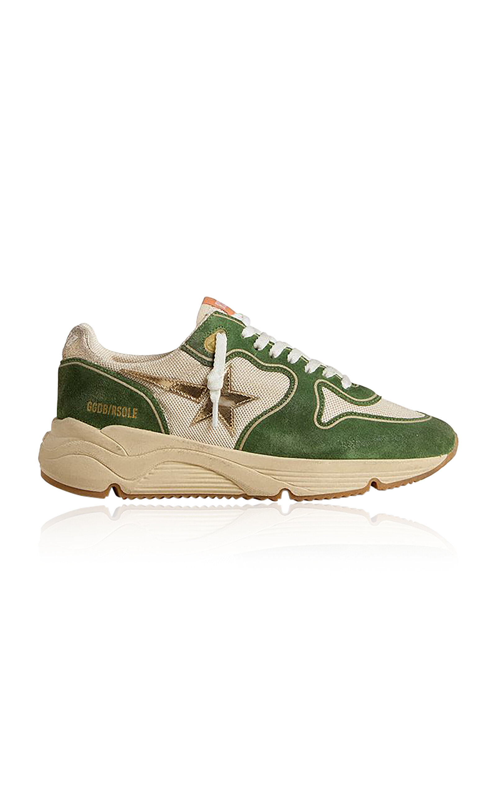 Golden Goose Running Sole Suede Sneaker In Green