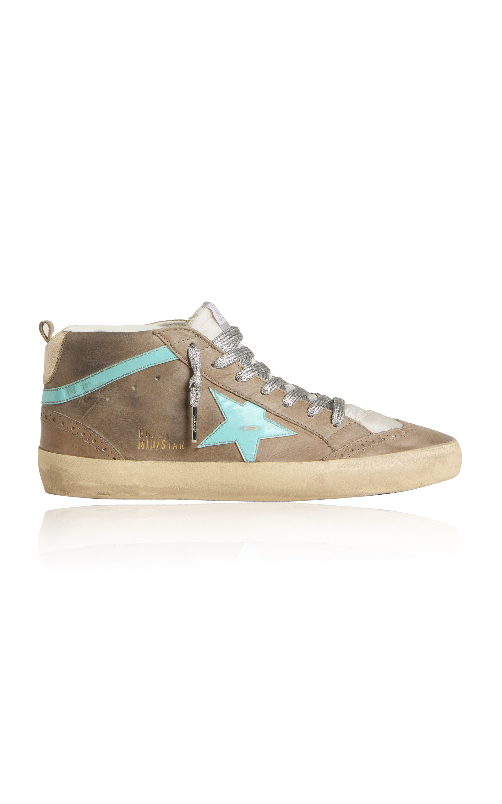 Golden Goose Mid Star Leather Sneaker In Grey