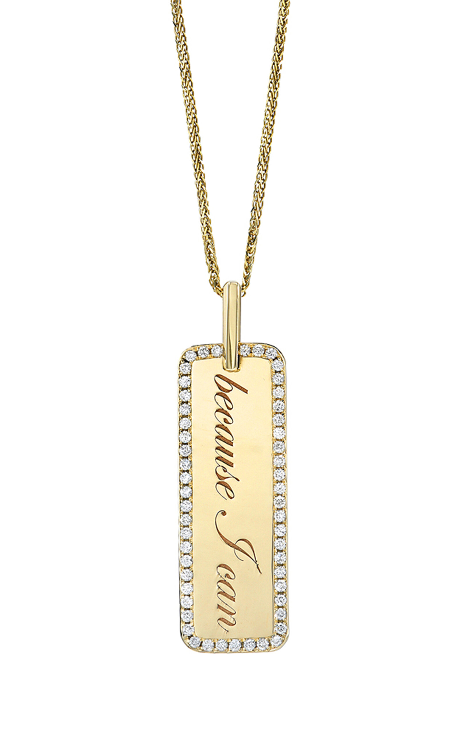 Because I Can 14K Yellow Gold Diamond Memento Tag Necklace