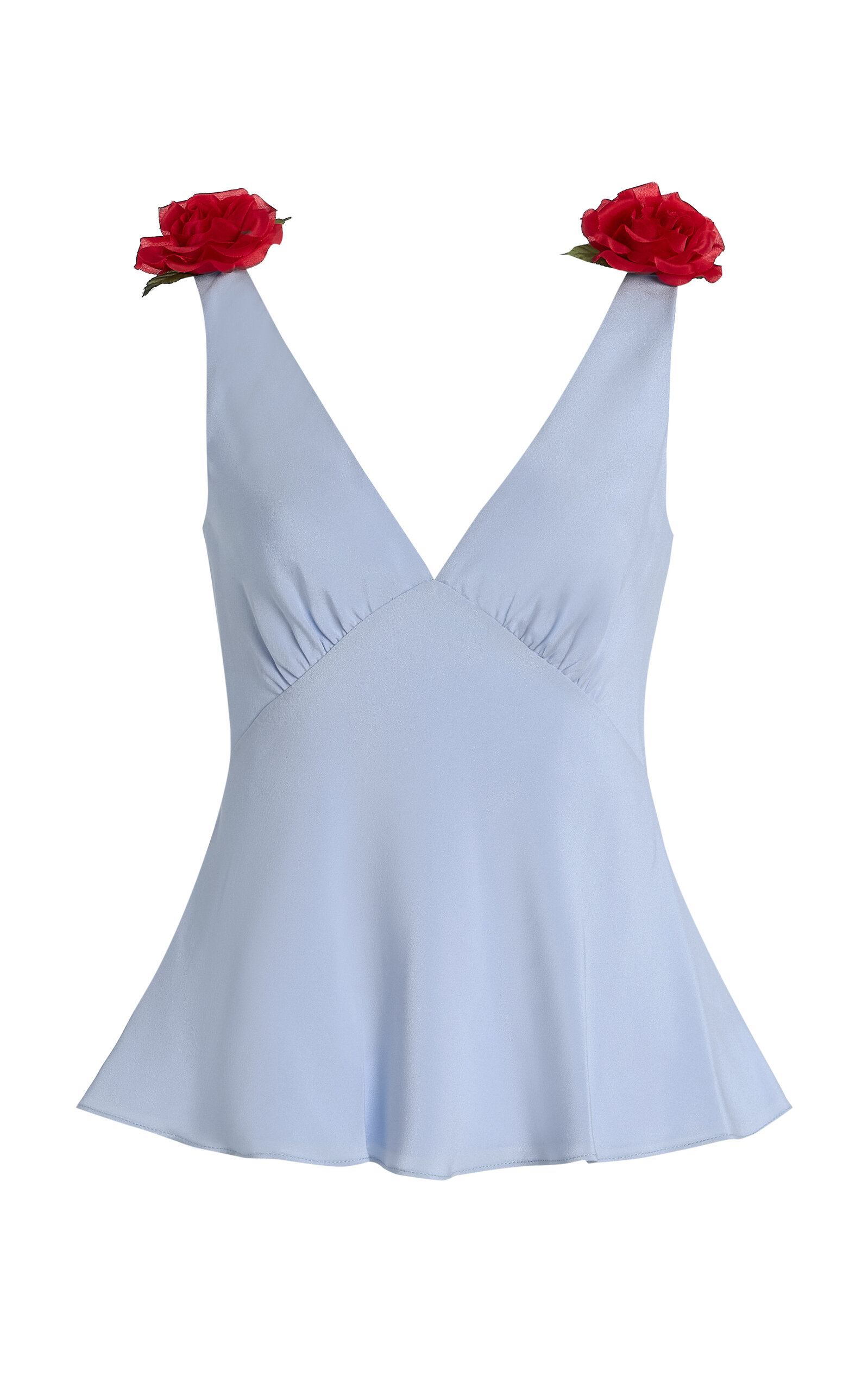Exclusive Riviera Floral-Embellished Silk-Blend Crepe Top