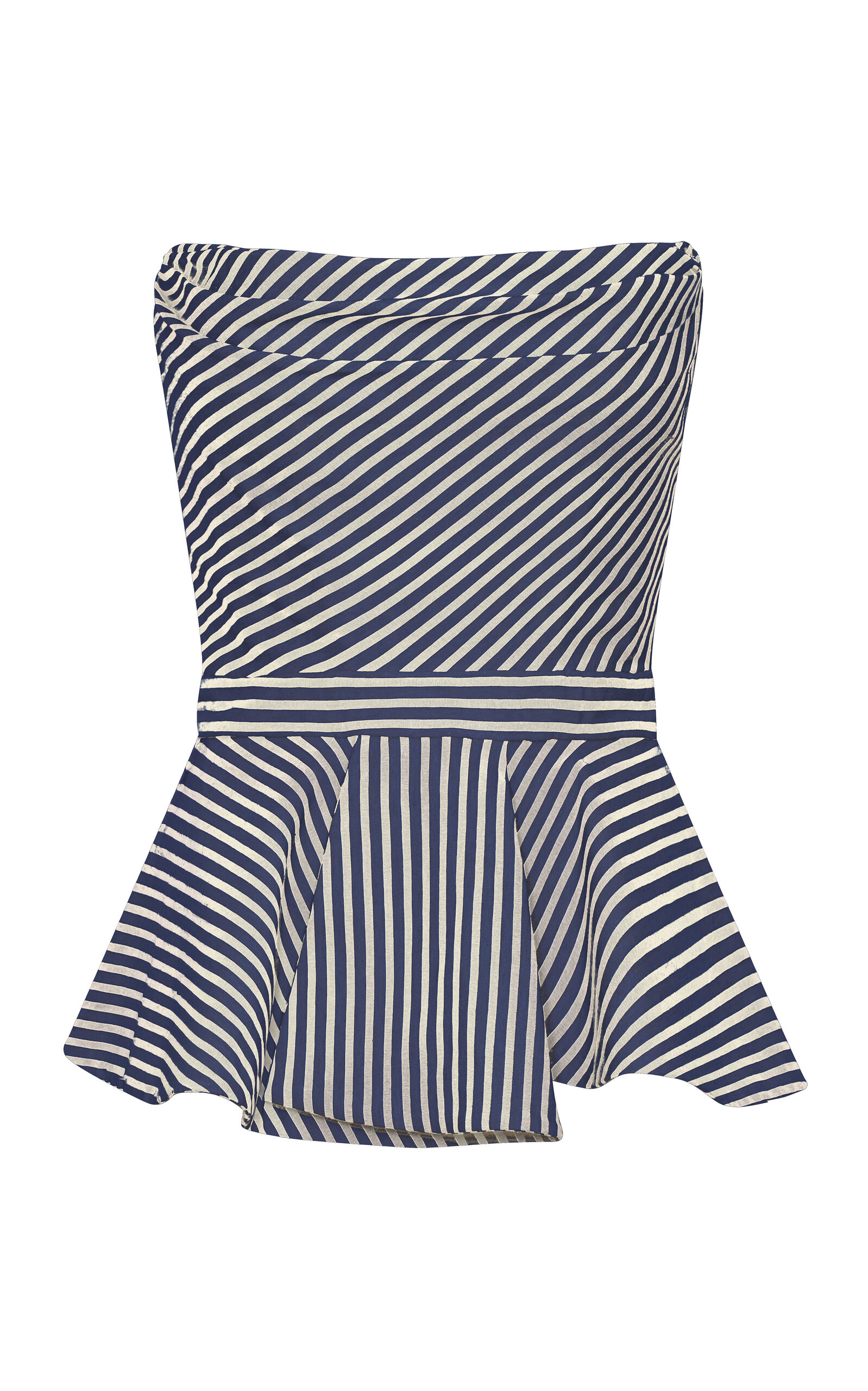 Andres Otalora Alborada Draped Cotton Twill Peplum Top In Navy