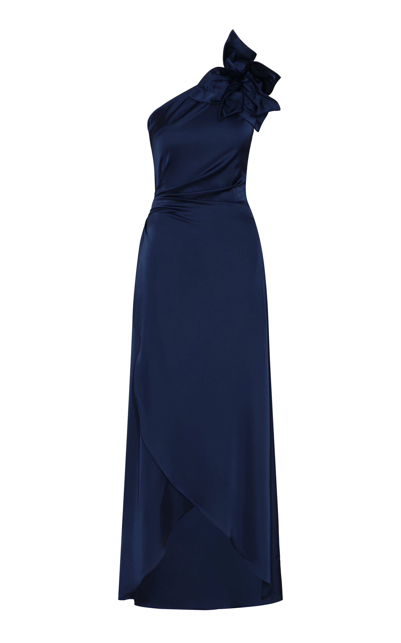 Andres Otalora Nocturna Asymmetric Embellished Satin Maxi Dress