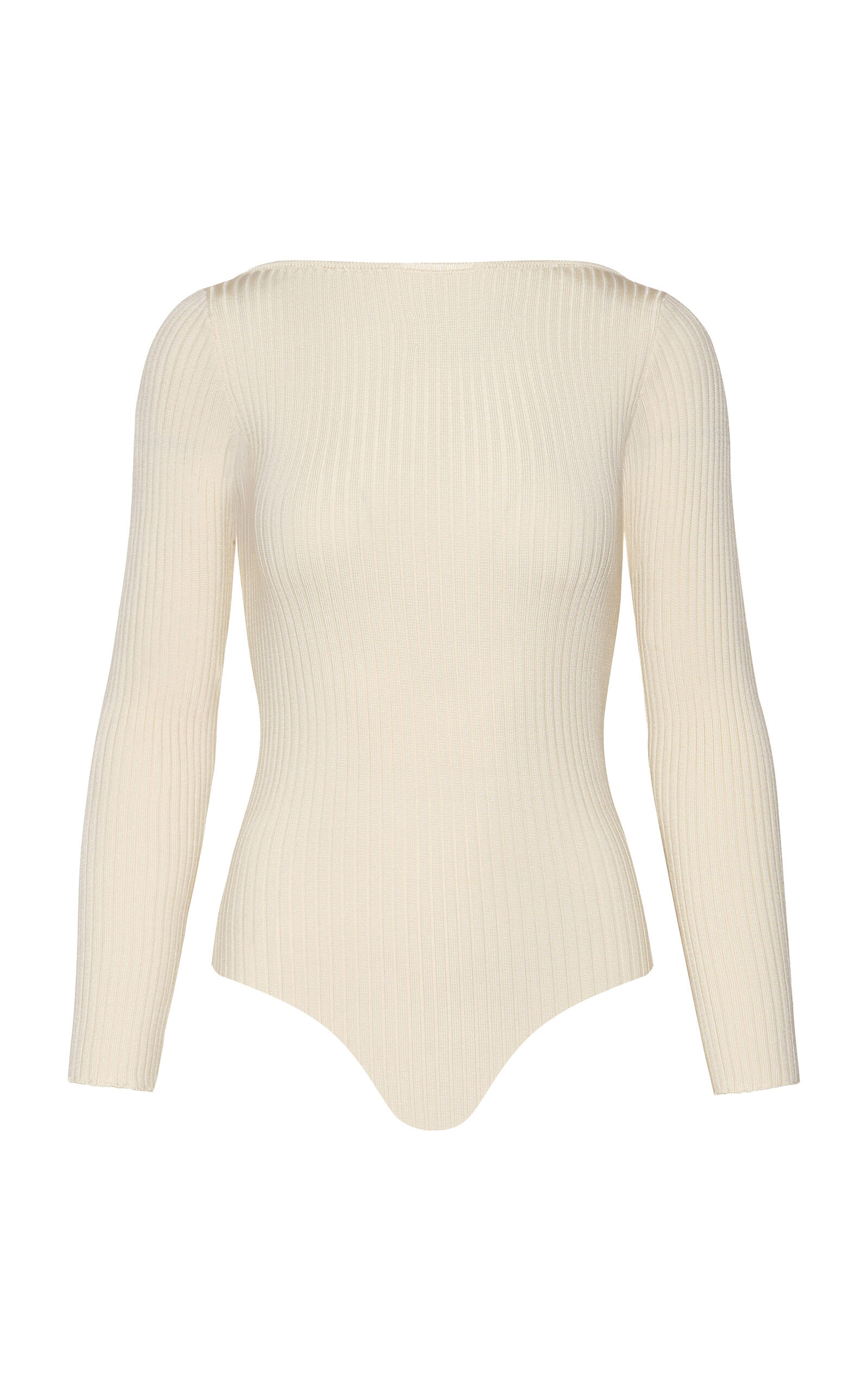 Andres Otalora Aparentas Ribbed-Knit Bodysuit - Ivory - XS