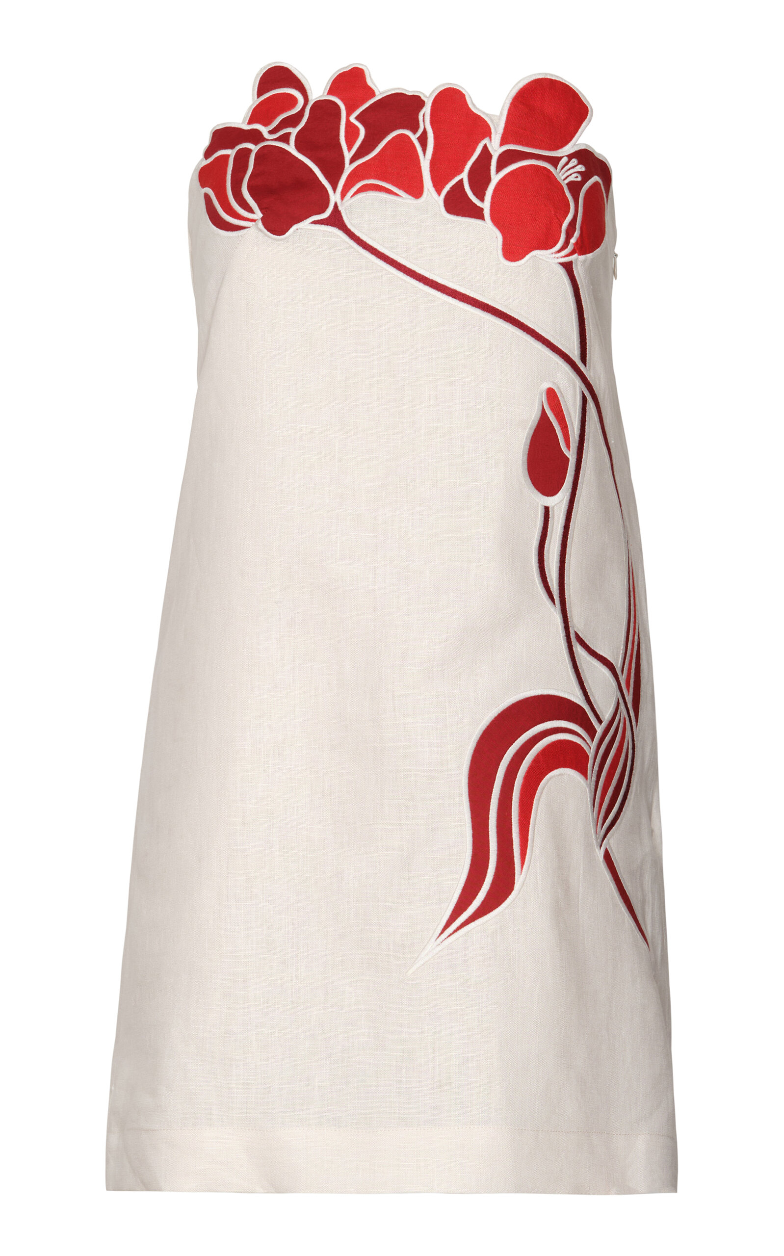 Andres Otalora Tulipanes Embroidered Linen Mini Dress