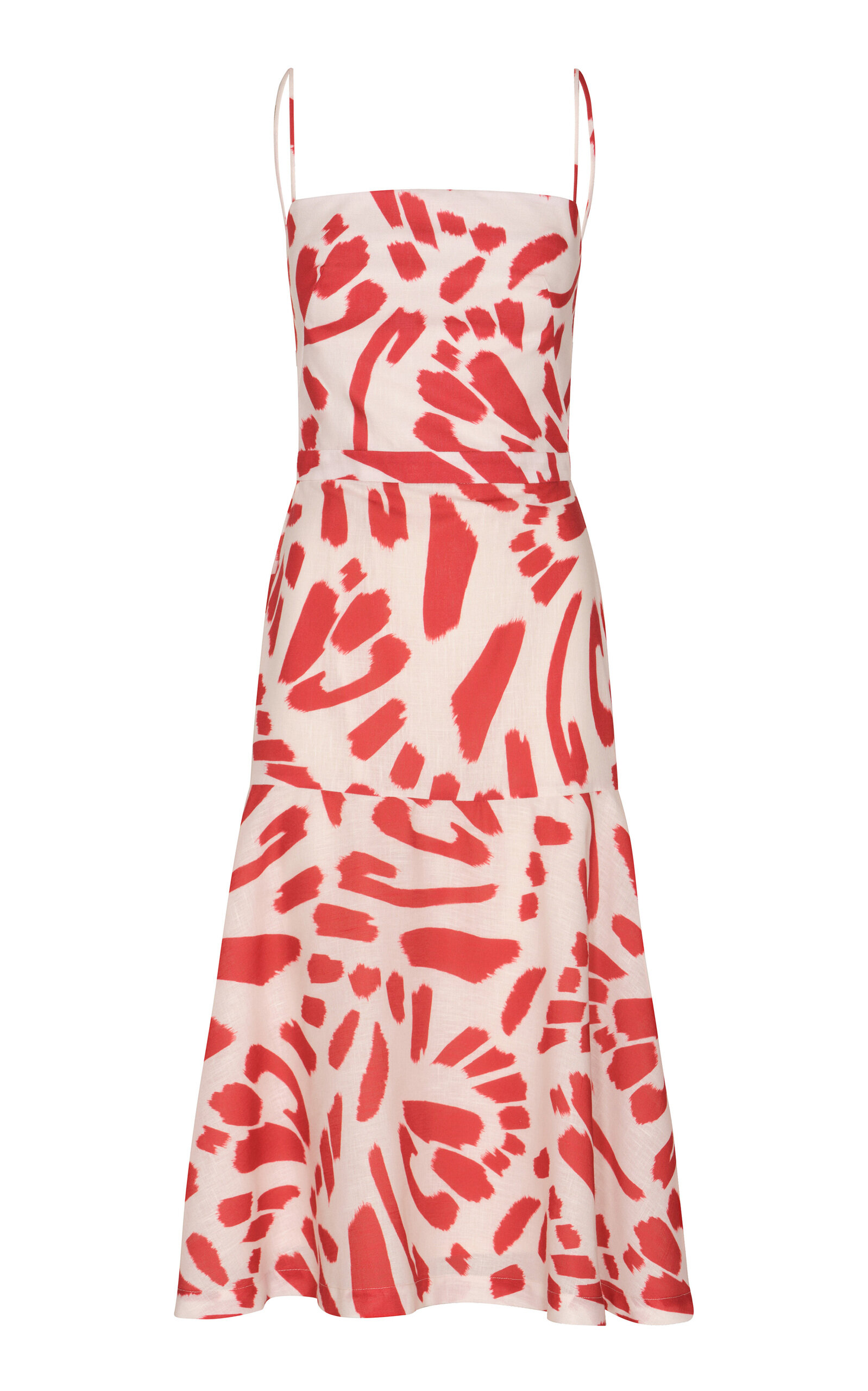 Andres Otalora Susurros Linen Midi Dress In Red