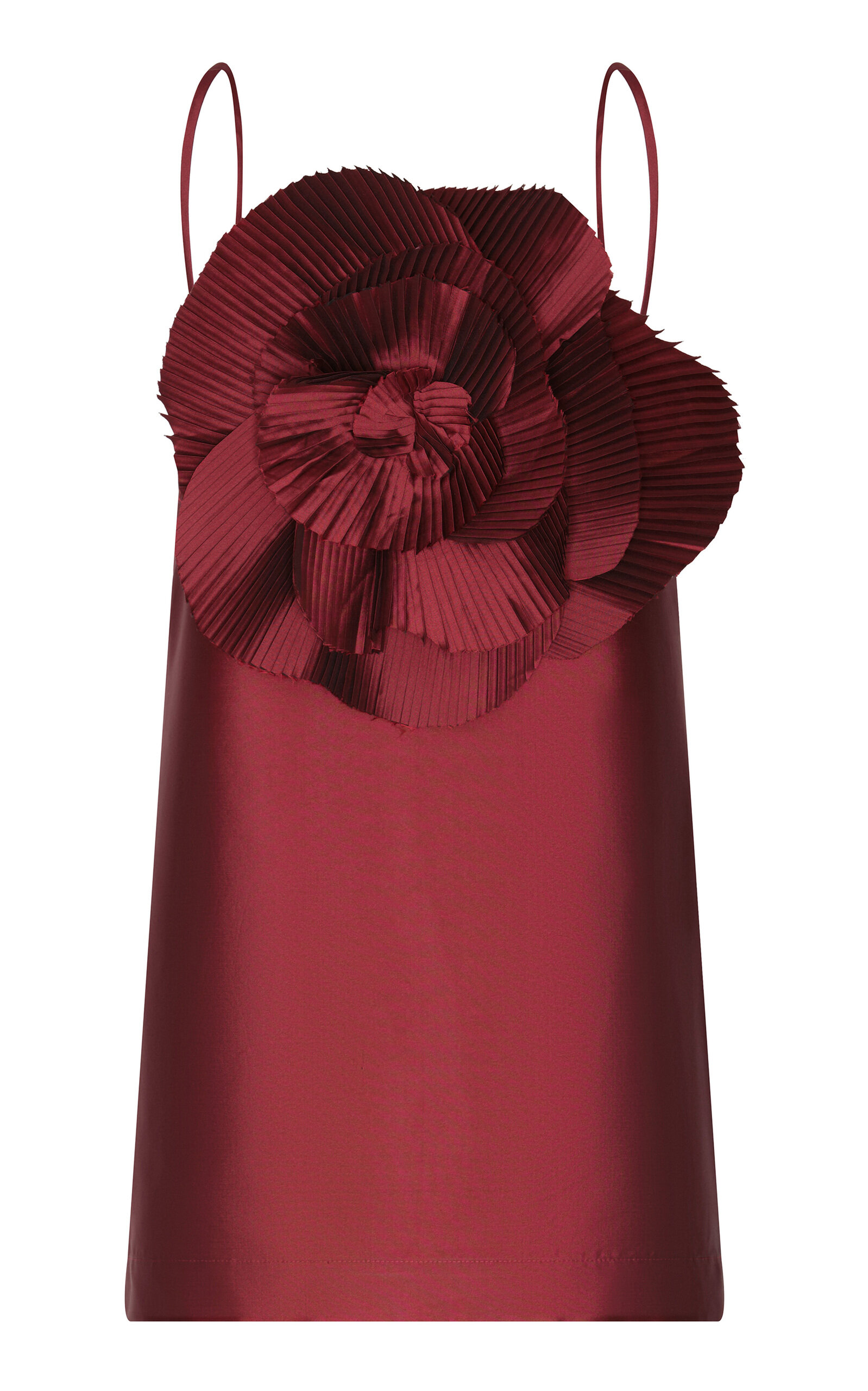 Andres Otalora Noche De Ti Plissé-Embellished Taffeta Mini Dress - Burgundy