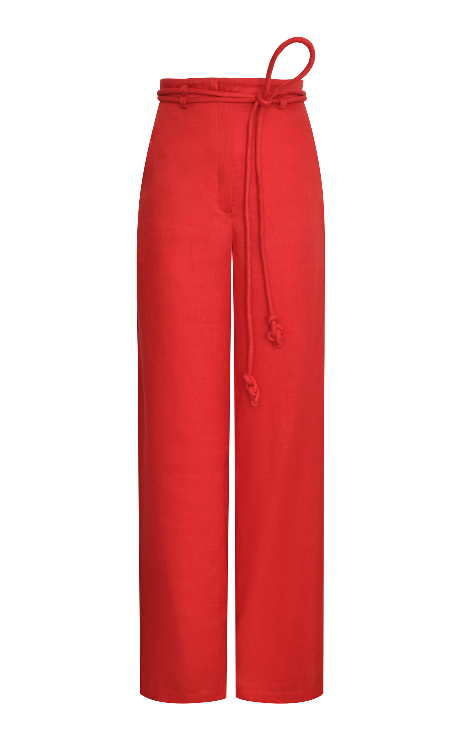 Andres Otalora Oda Al Jardin Belted Linen Wide-Leg Pants