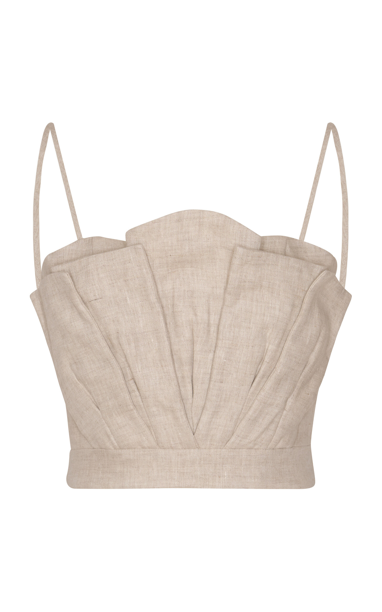 Andres Otalora Amapolas Linen Corset Top In Khaki