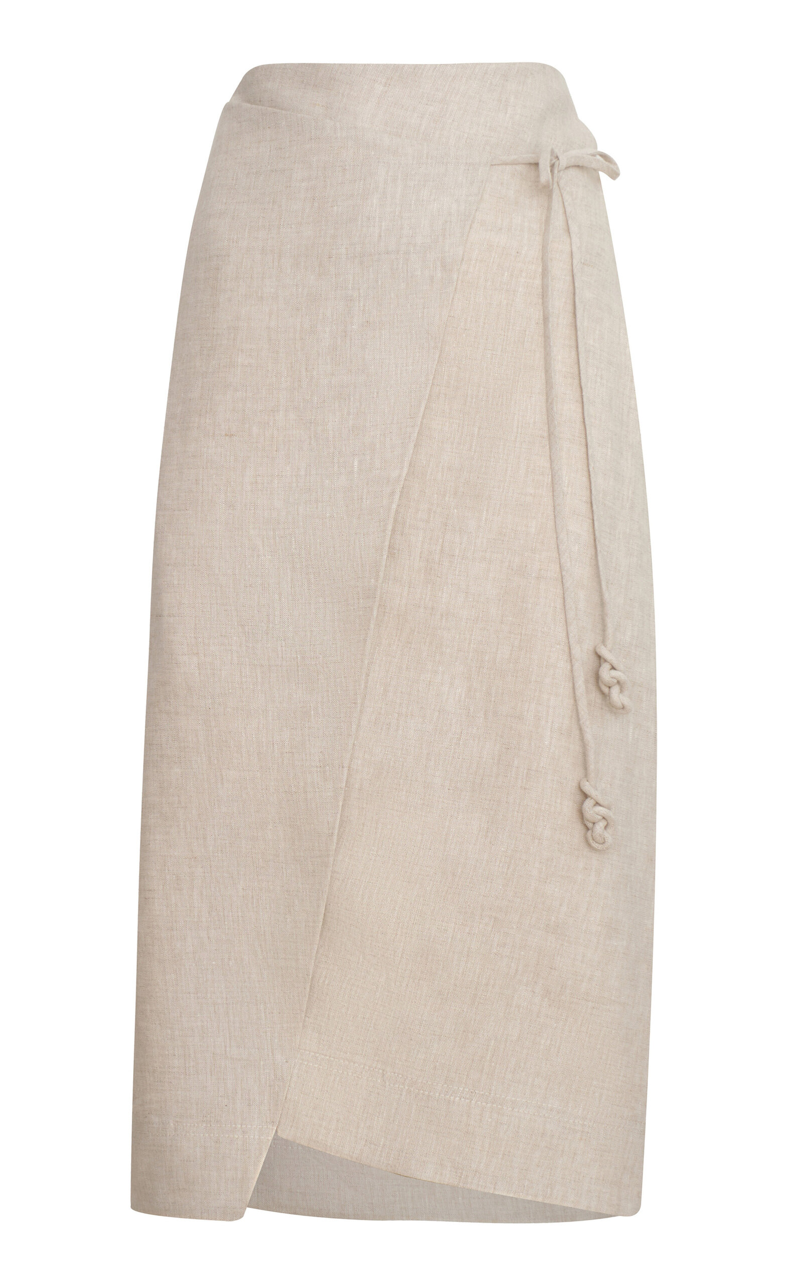 Andres Otalora Un Dia Linen Midi Wrap Skirt In Khaki