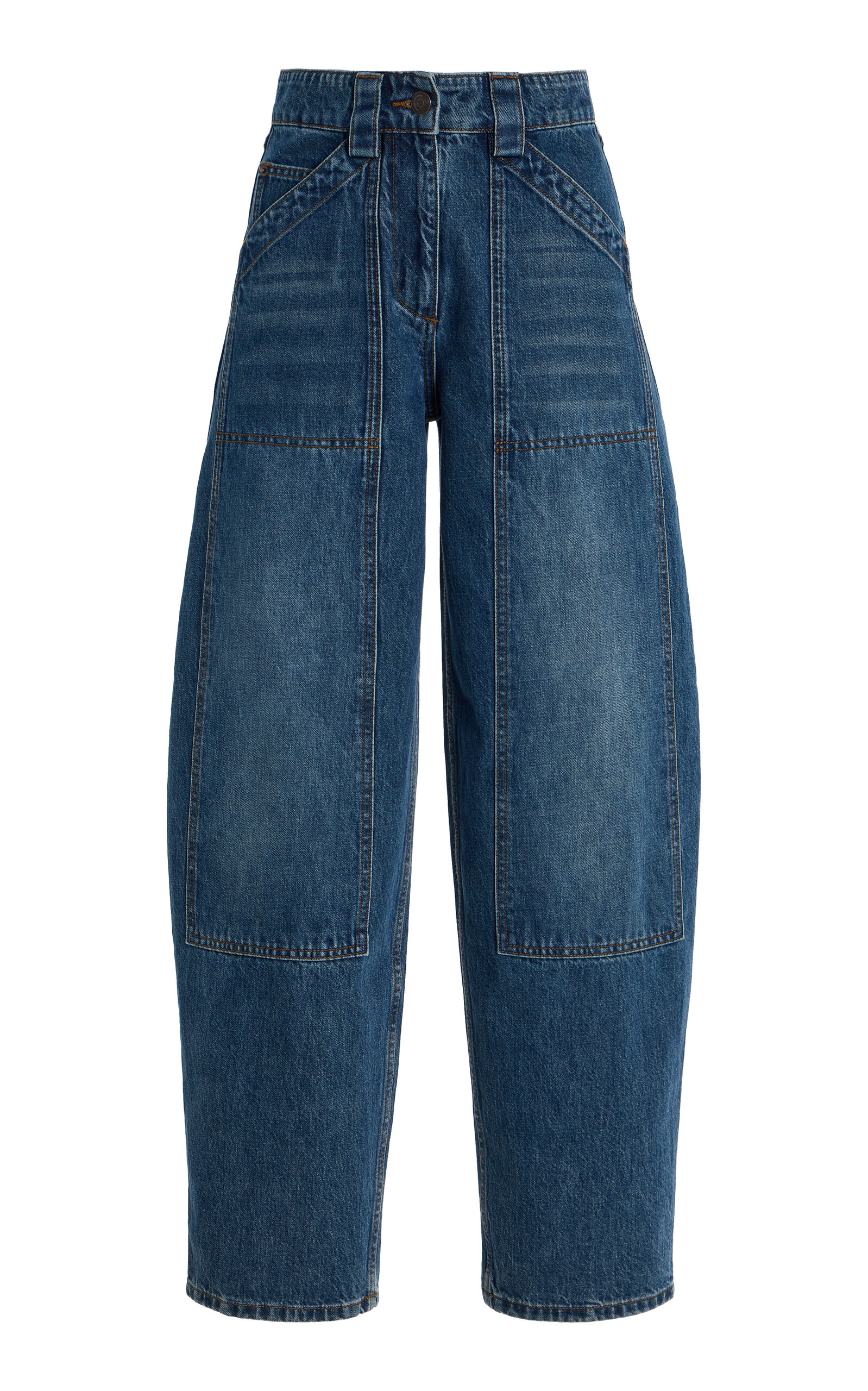 Co High-rise Wide-leg Denim Balloon Pants In Navy