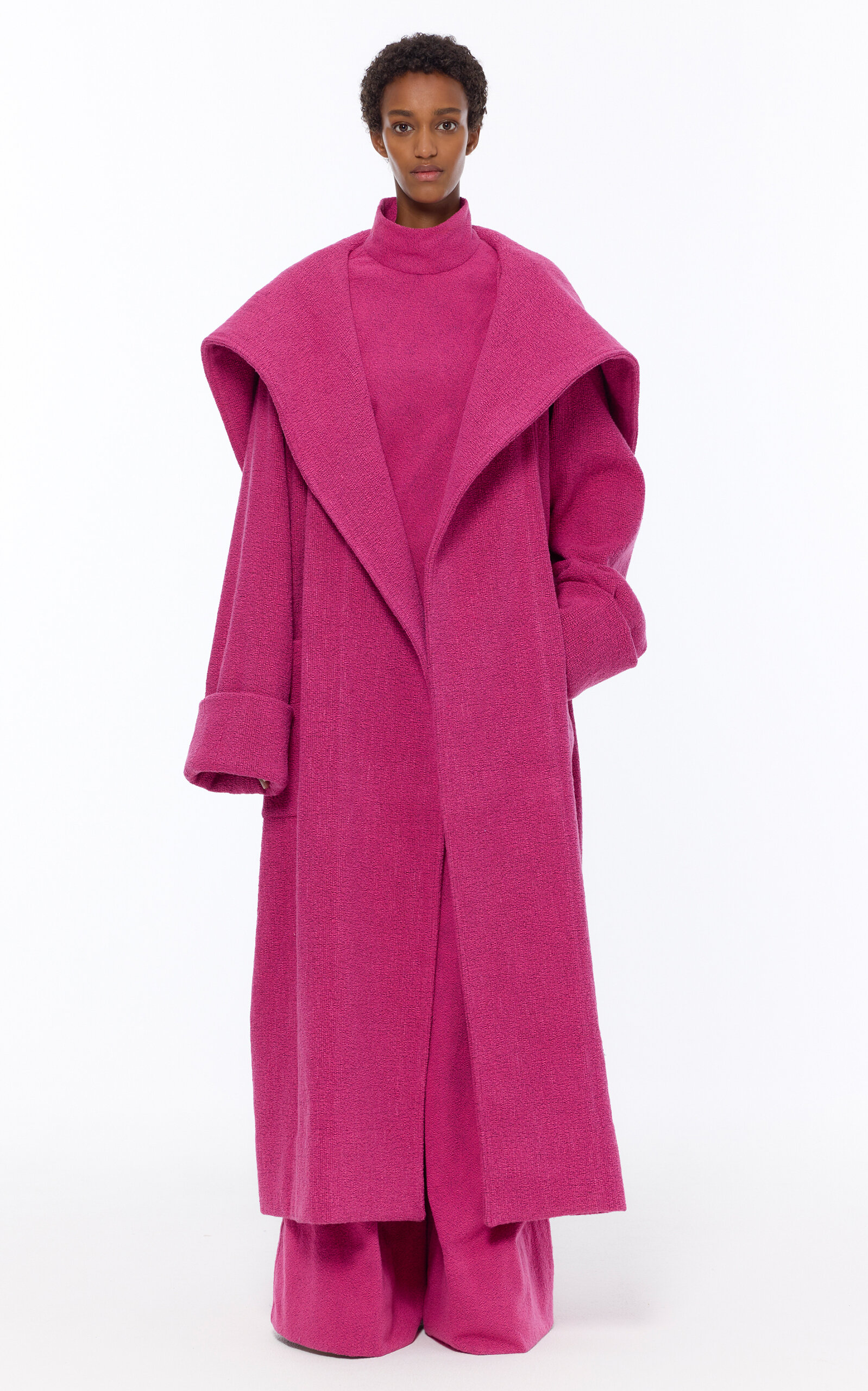 Shawl-Collar Cotton-Bouclé Coat