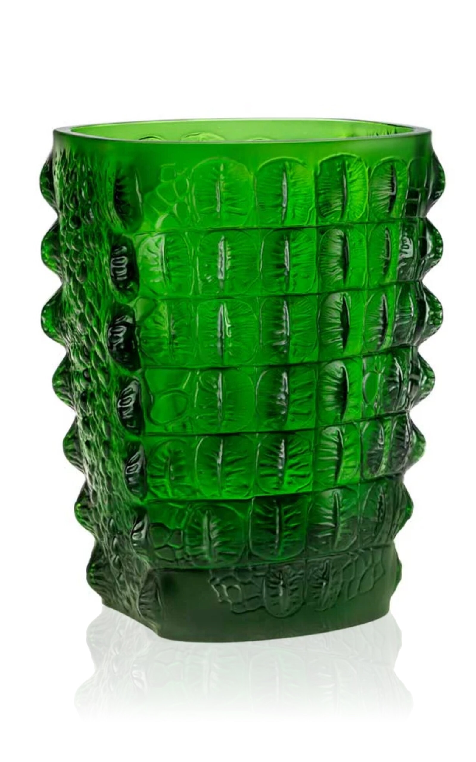Lalique Croco Crystal Vase - Green