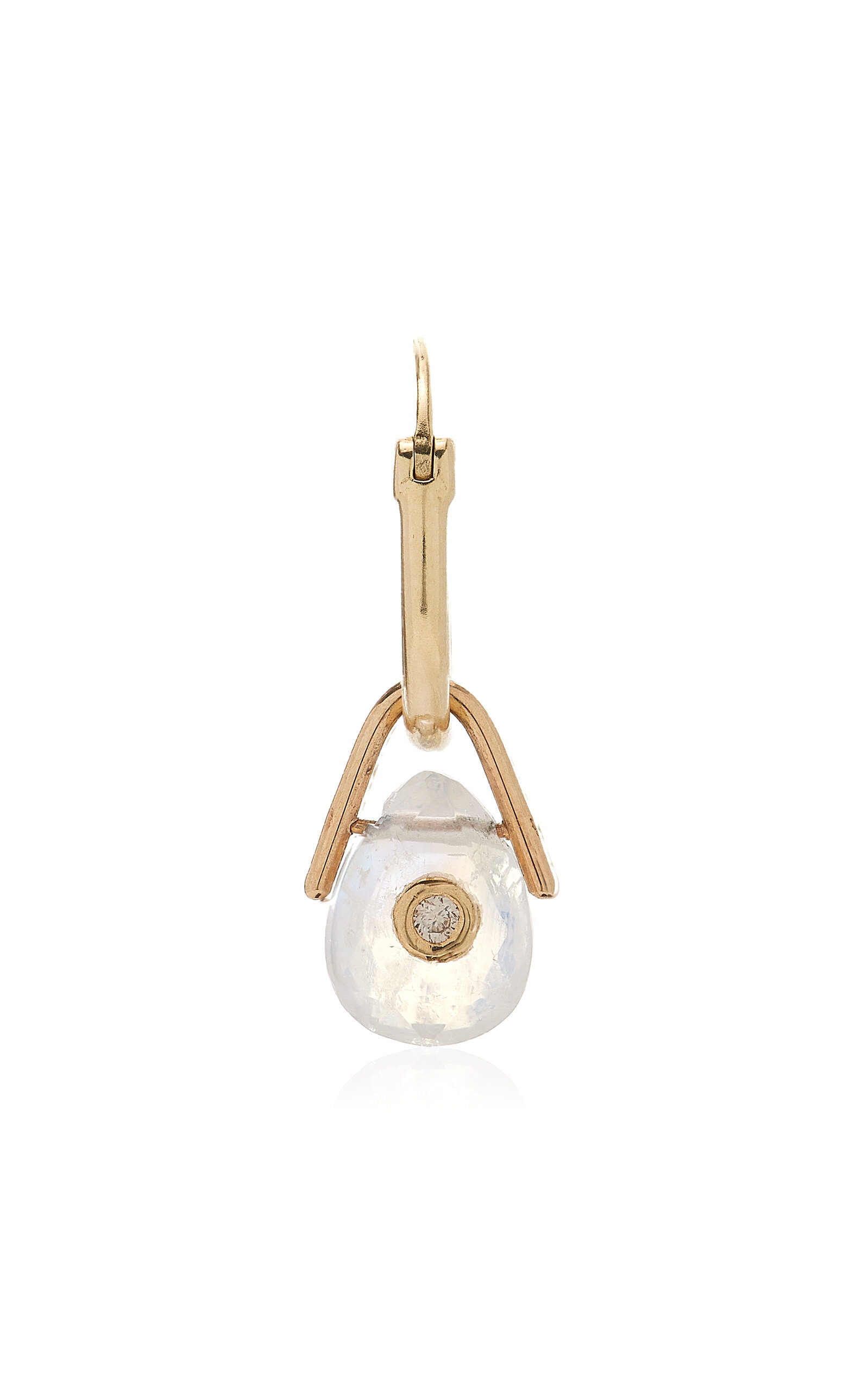Orso 9K Yellow Gold Moostone Single Hoop Earring