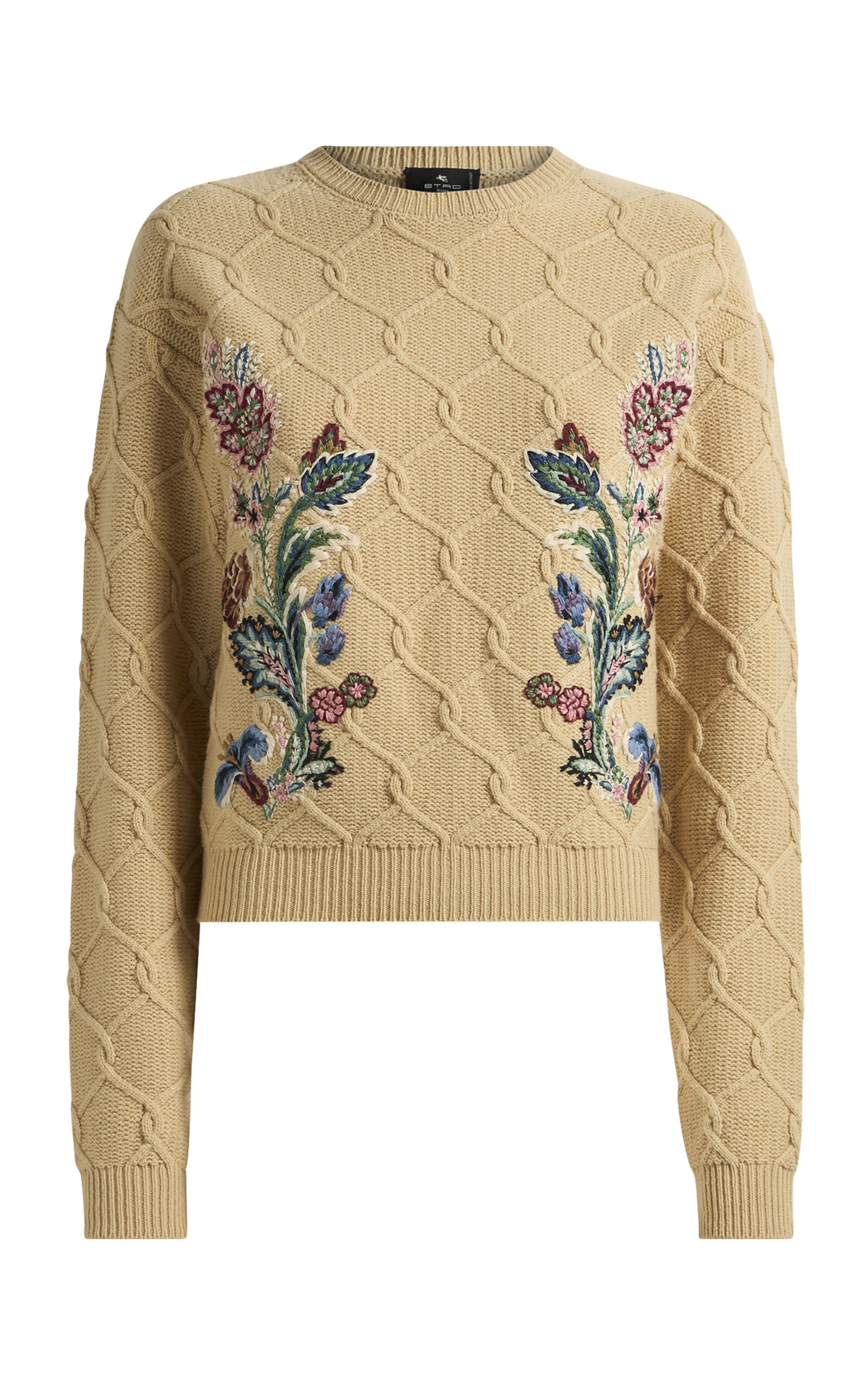 Etro Wool And Cashmere Jumper With Embroidery In Nude
