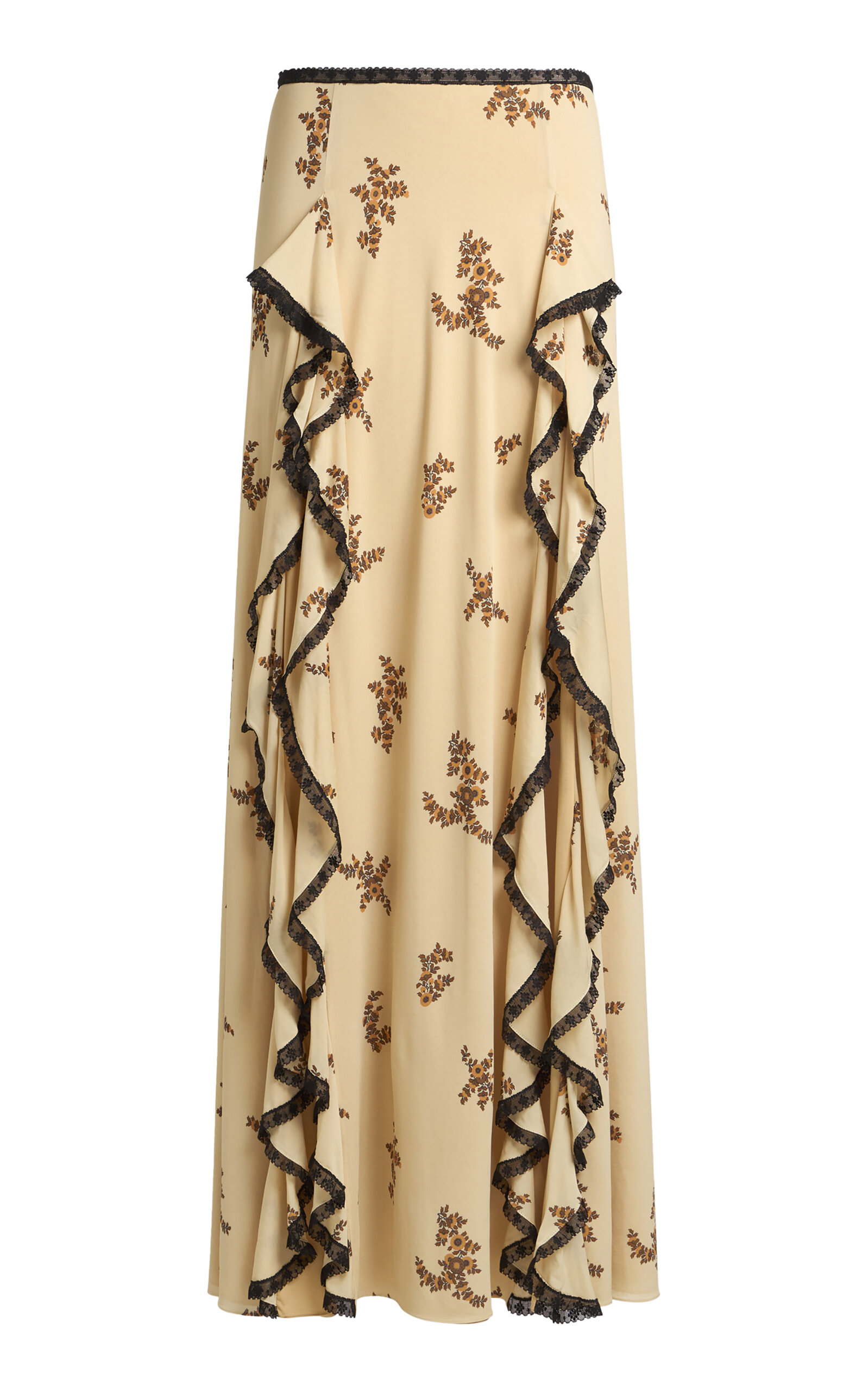 Ruffled Crepe Maxi Skirt