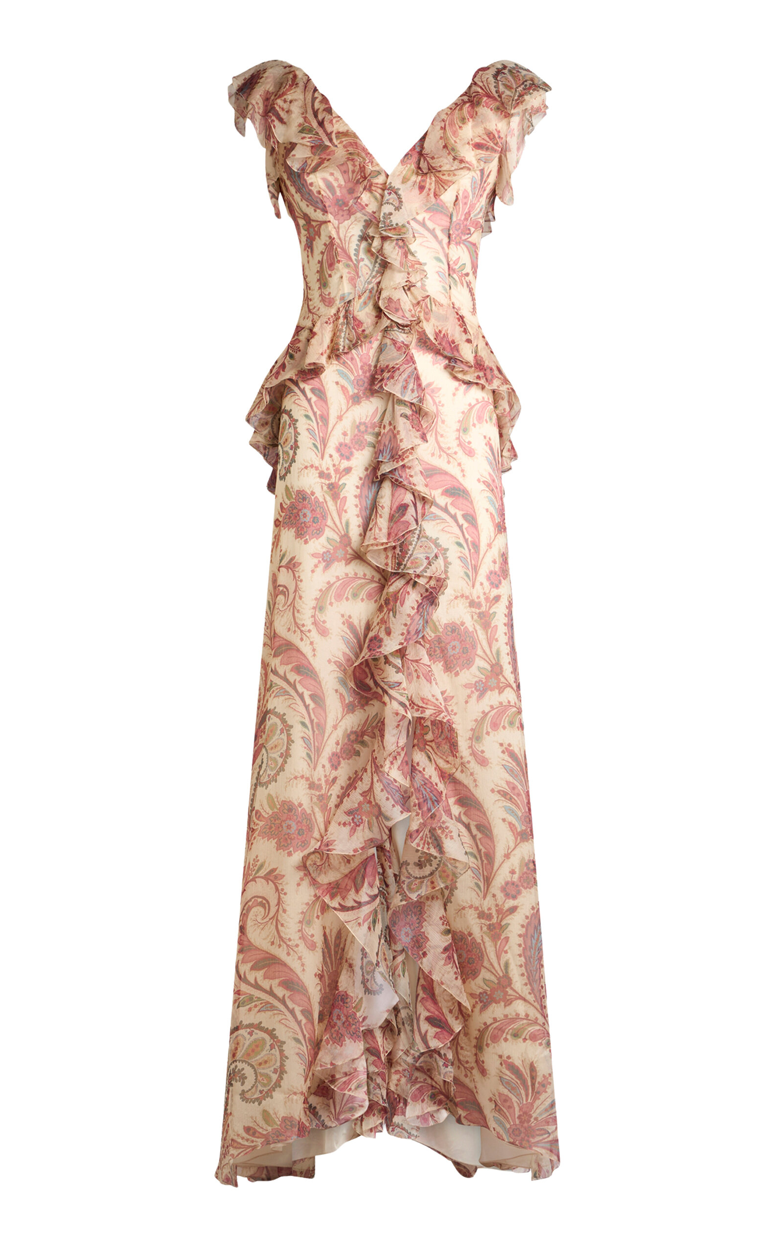 Etro Ruffled Silk Maxi Dress In Multi