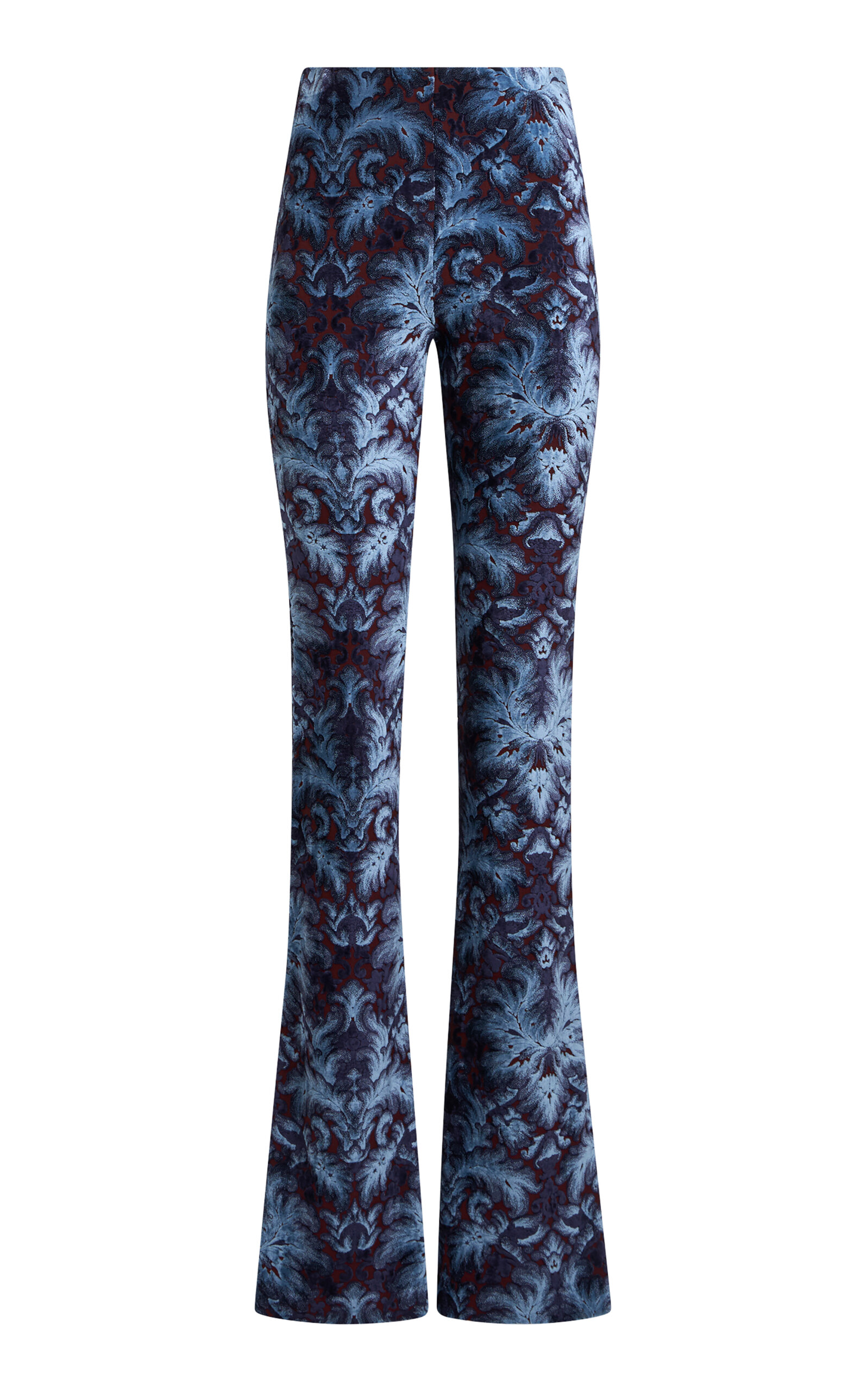 Etro Printed Crepe Flared-Leg Pants - Blue - Women's Clothing